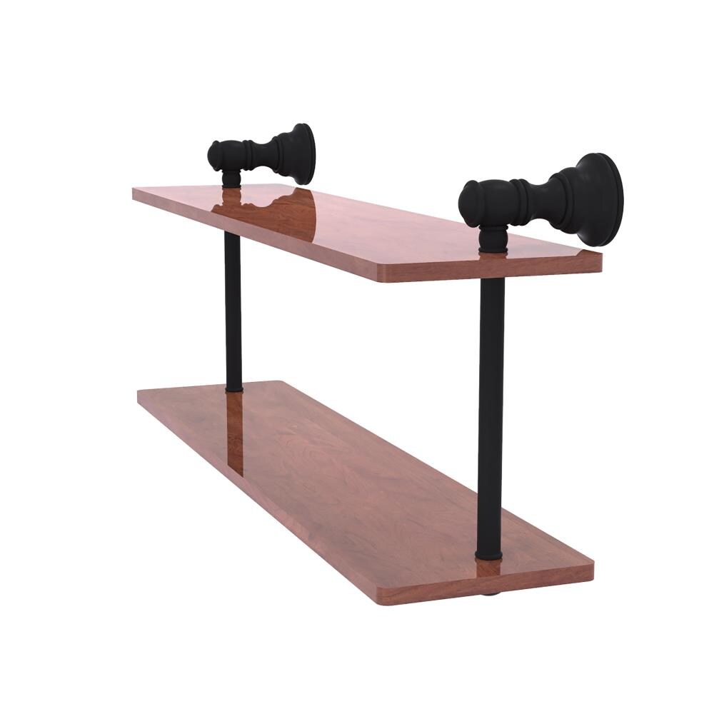 Allied Brass CL-2-16-IRW-BKM Carolina Matte Black 2 -Tier Wall mount Bathroom Shelf ( 16-in x 9.2-in x 5-in )