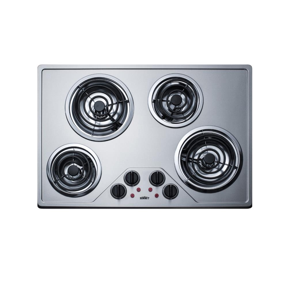Summit Appliance 30-in 4 Burners Coil Stainless Steel Electric Cooktop in  the Electric Cooktops department at