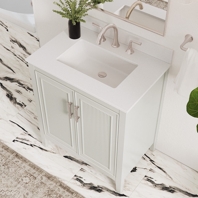 Style Selections Alaia 30-in Muse Gray Undermount Single Sink Bathroom Vanity with White Engineered Stone Top Style Selections Alaia 30-in Muse Gray Undermount Single Sink Bathroom Vanity with White Engineered Stone Top