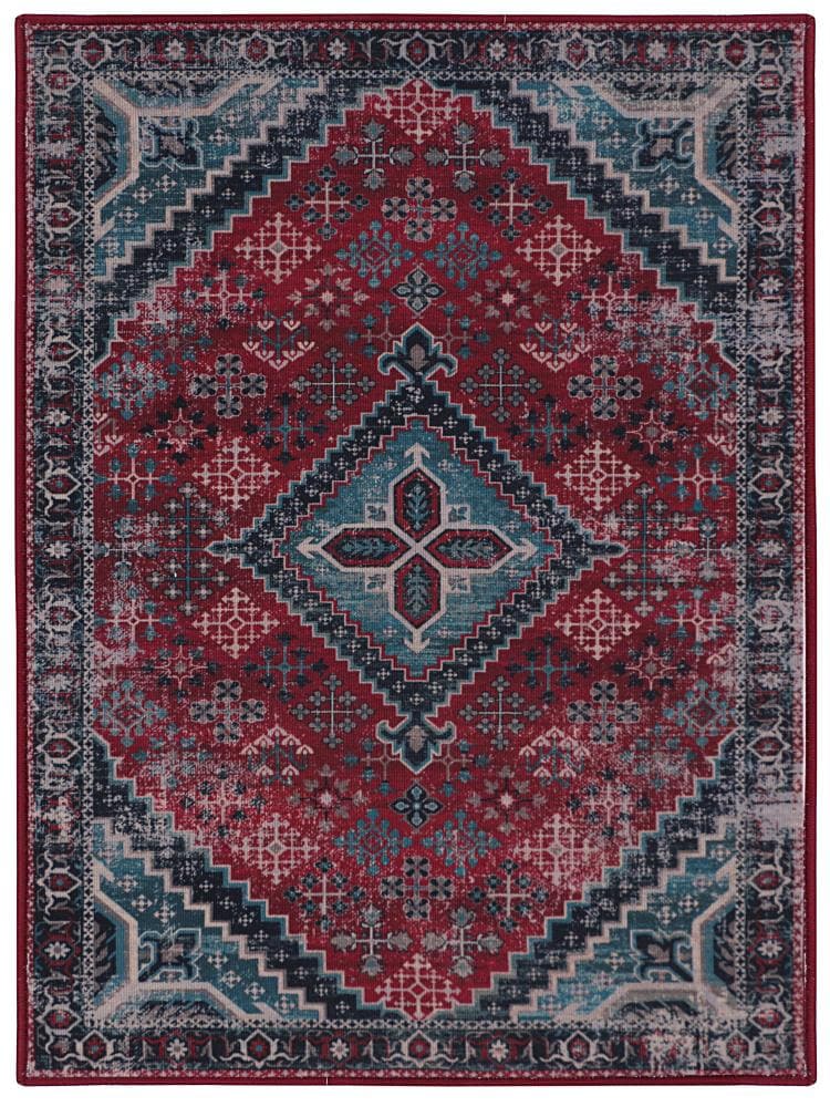 Zig Zag 12342074 Esmee 5 X 7 (ft) Red Indoor Distressed/Overdyed Area Rug
