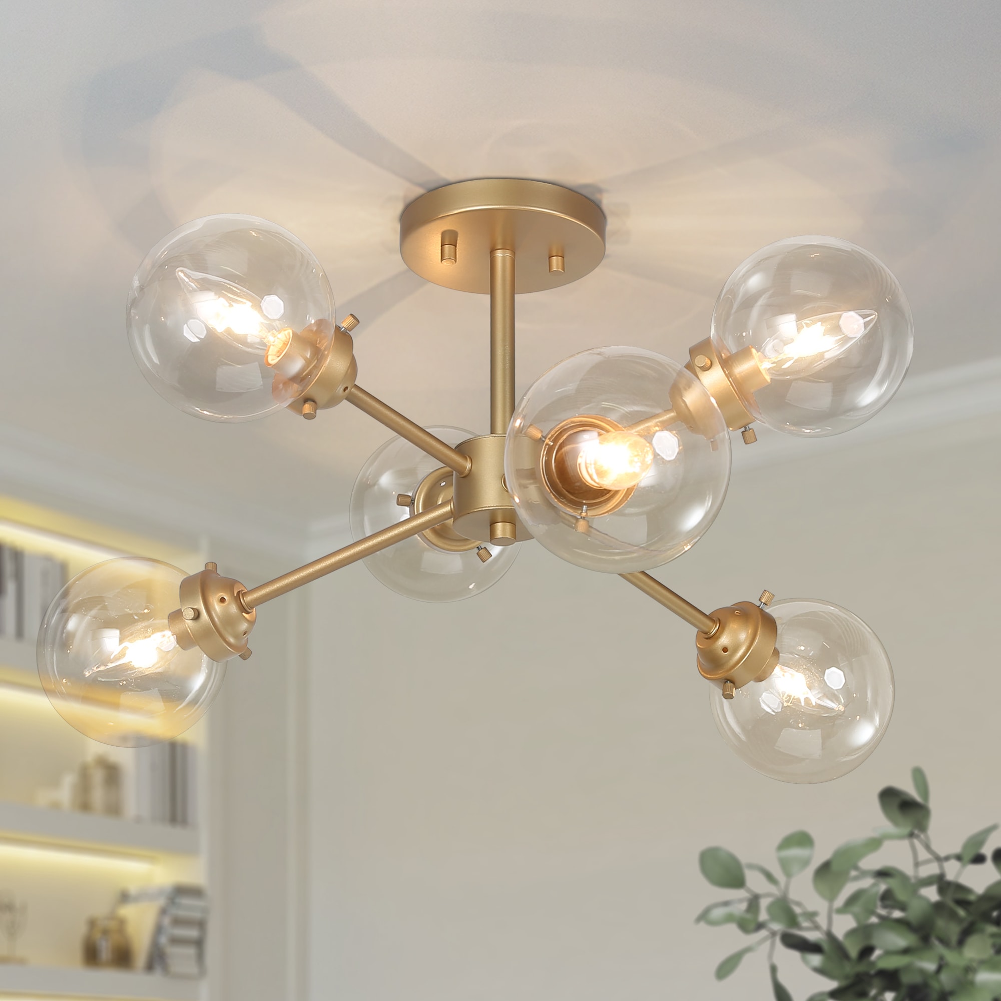 LNC RNBUIULWS3573C6 Pursuit 6.0 -Light 25.0-in Matte Gold Semi Flush Mount Light