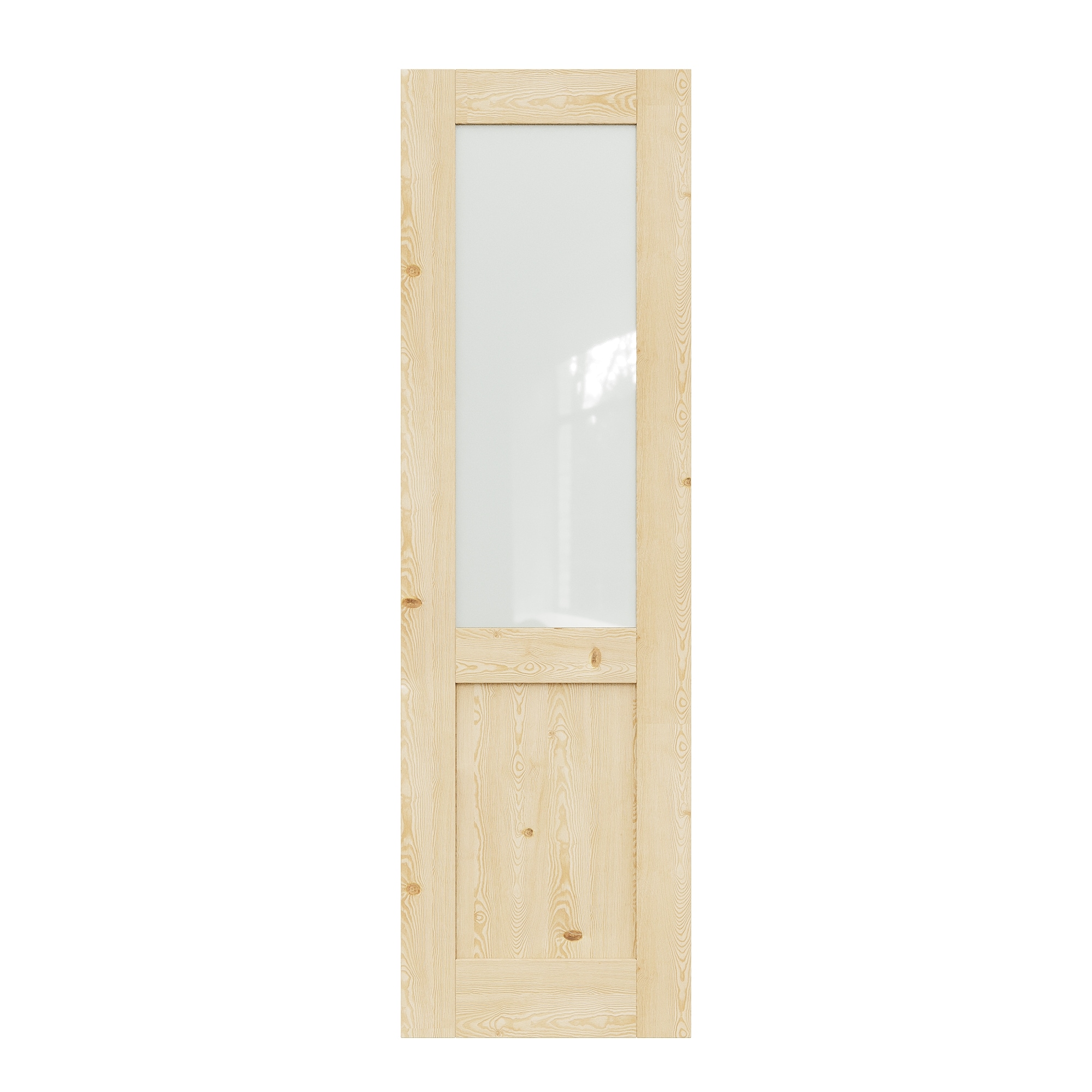 JUJUBON Traditional- 24-in x 80-in Natural 1-panel Frosted glass Textured Solid core Unfinished Pine Wood Slab Door