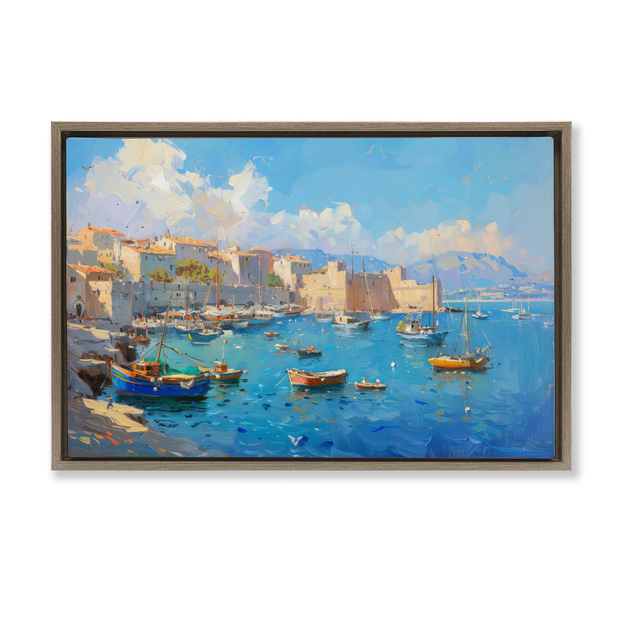 Stupell Industries BT-726-FFE-20X30 Nautical Harbor Coastal Town Floating Frame design by LSR Design Studio