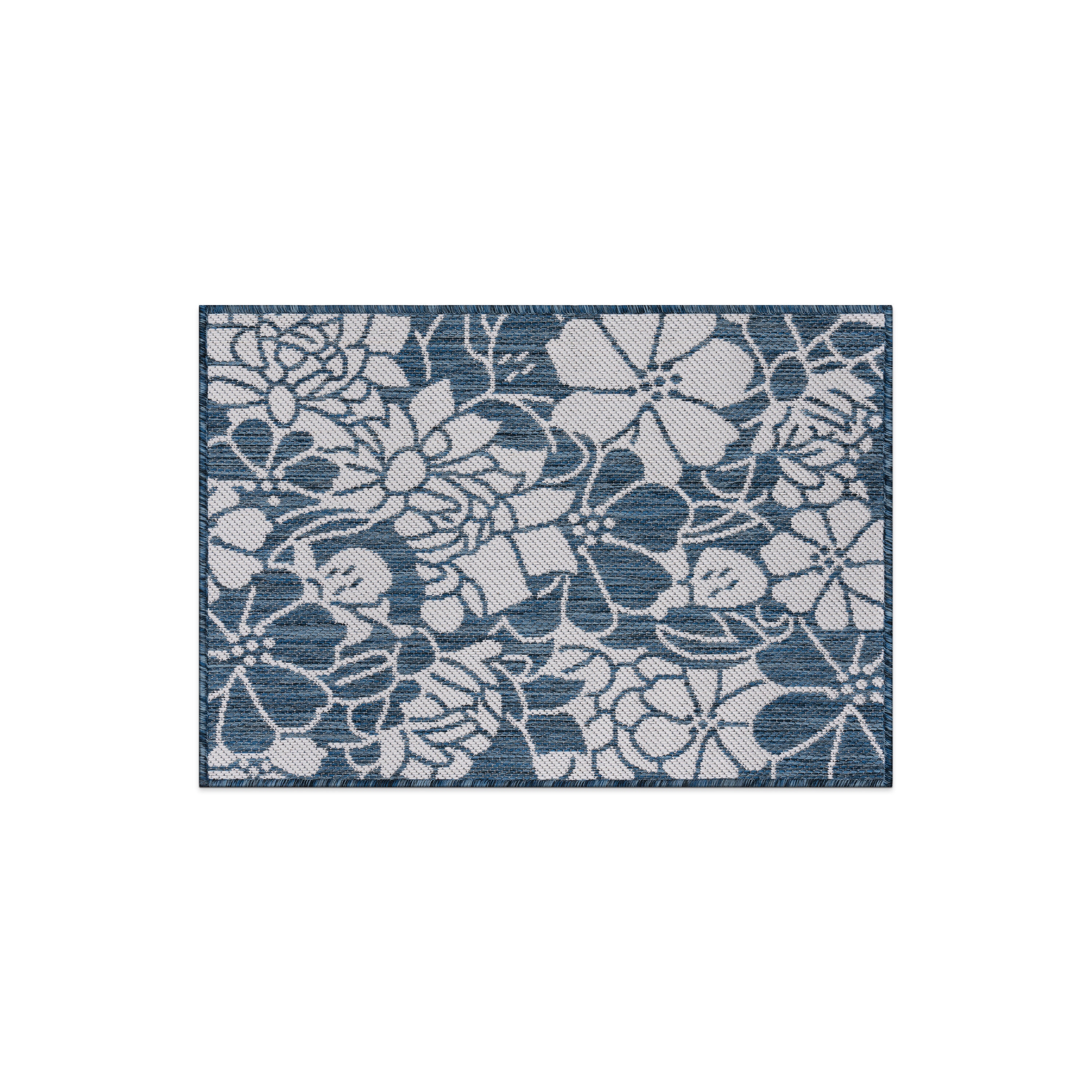 World Rug Gallery 115NAVY2X3 Summer 2 x 3 (ft) Loomed Polypropylene Navy Rectangular Indoor/Outdoor Floral/Botanical Tropical Area rug