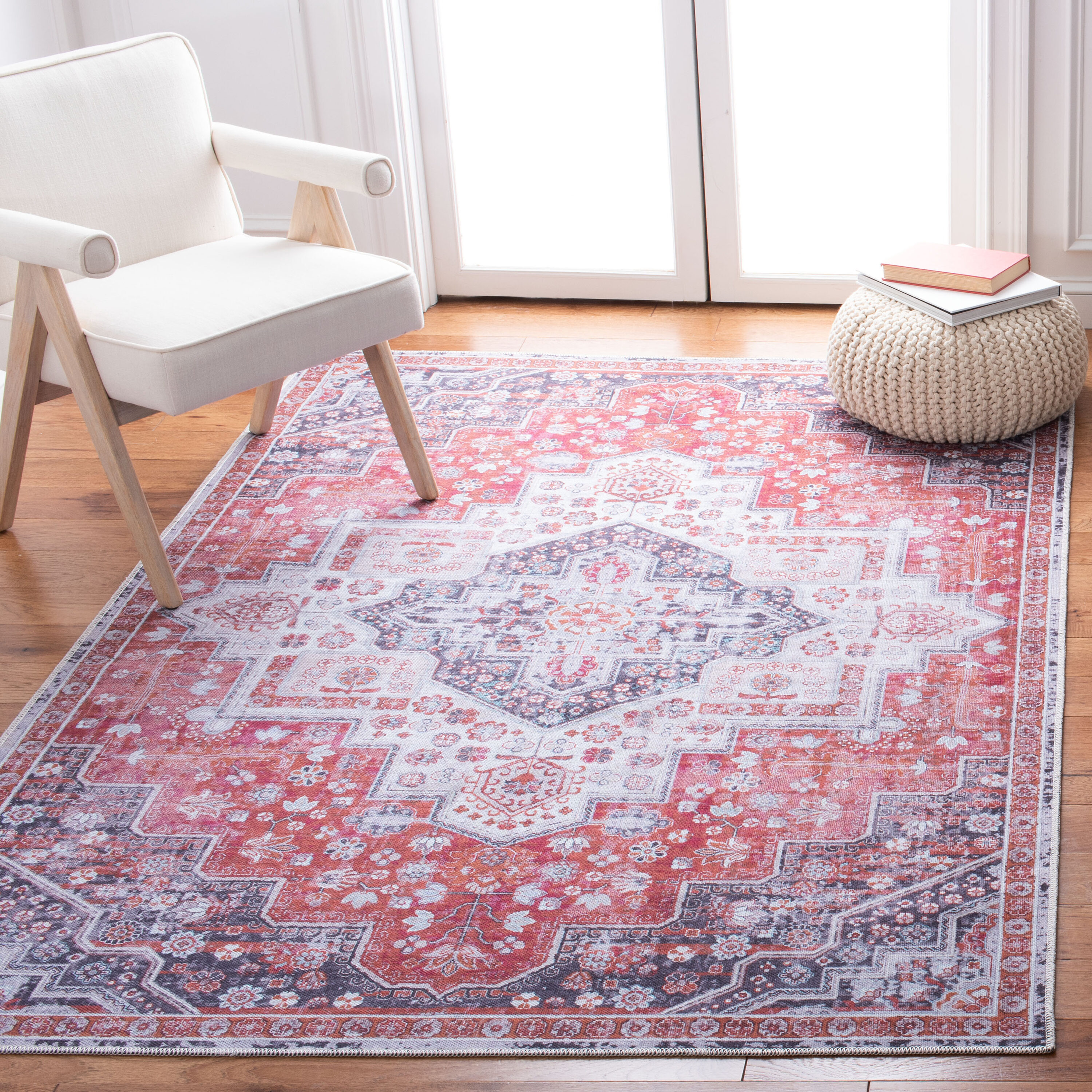 Safavieh SEP563P-8 Serapi 8 x 10 (ft) Loomed Cotton Rust/Ivory Rectangular Indoor Medallion Machine washable Area rug