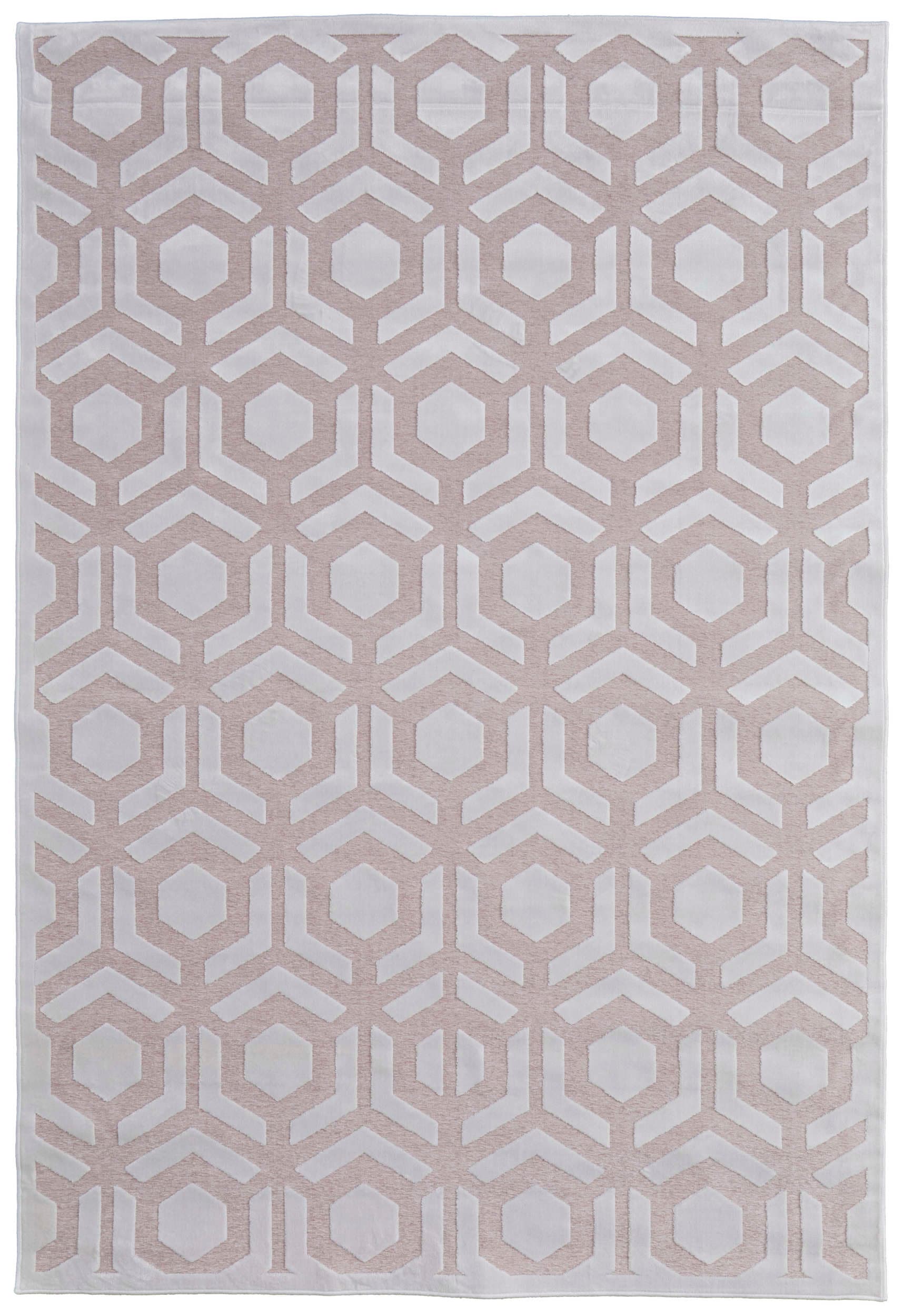 Room Envy 680R3498BLHWHTH10 10 x 14 (ft) Loomed Rayon Pink/White Rectangular Indoor Geometric Area rug