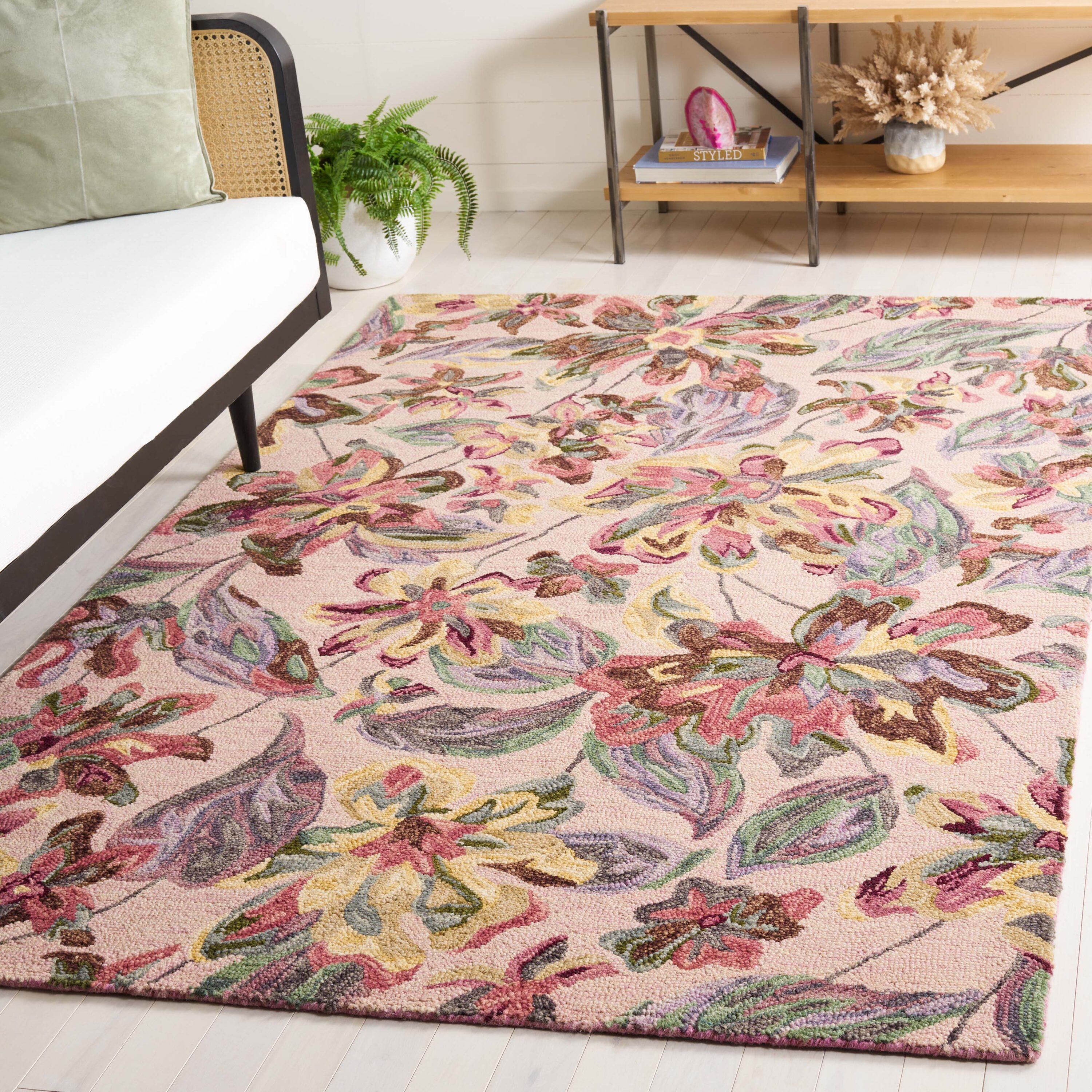  Blossom 461 Pink/Gold Country Floral 4ft x 6ft Small Rectangle Rug