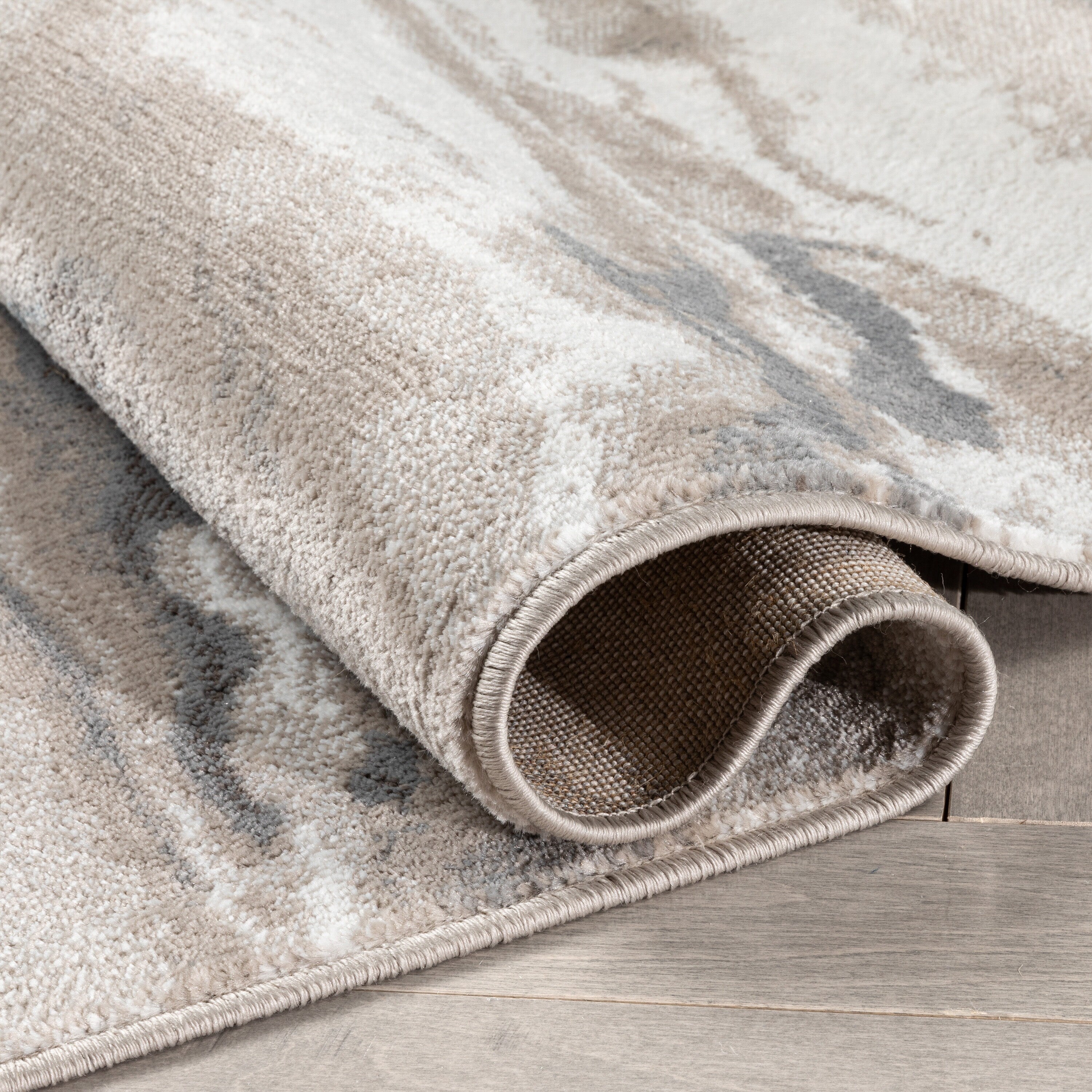 Gray Abstract Synthetic Reversible Area Rug, 3'11" x 5'3"