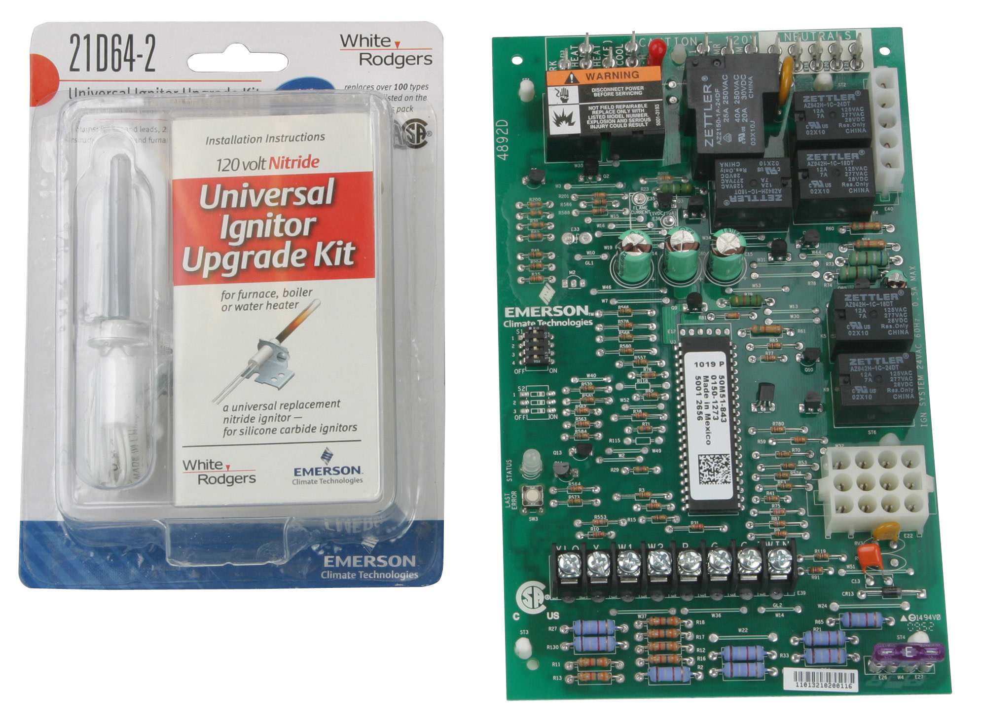 White-Rodgers WhiteRodgers 21M51U843 Universal Twostage HSI Integrated 3Speed (PSC) Circulator Furnace Control Kit