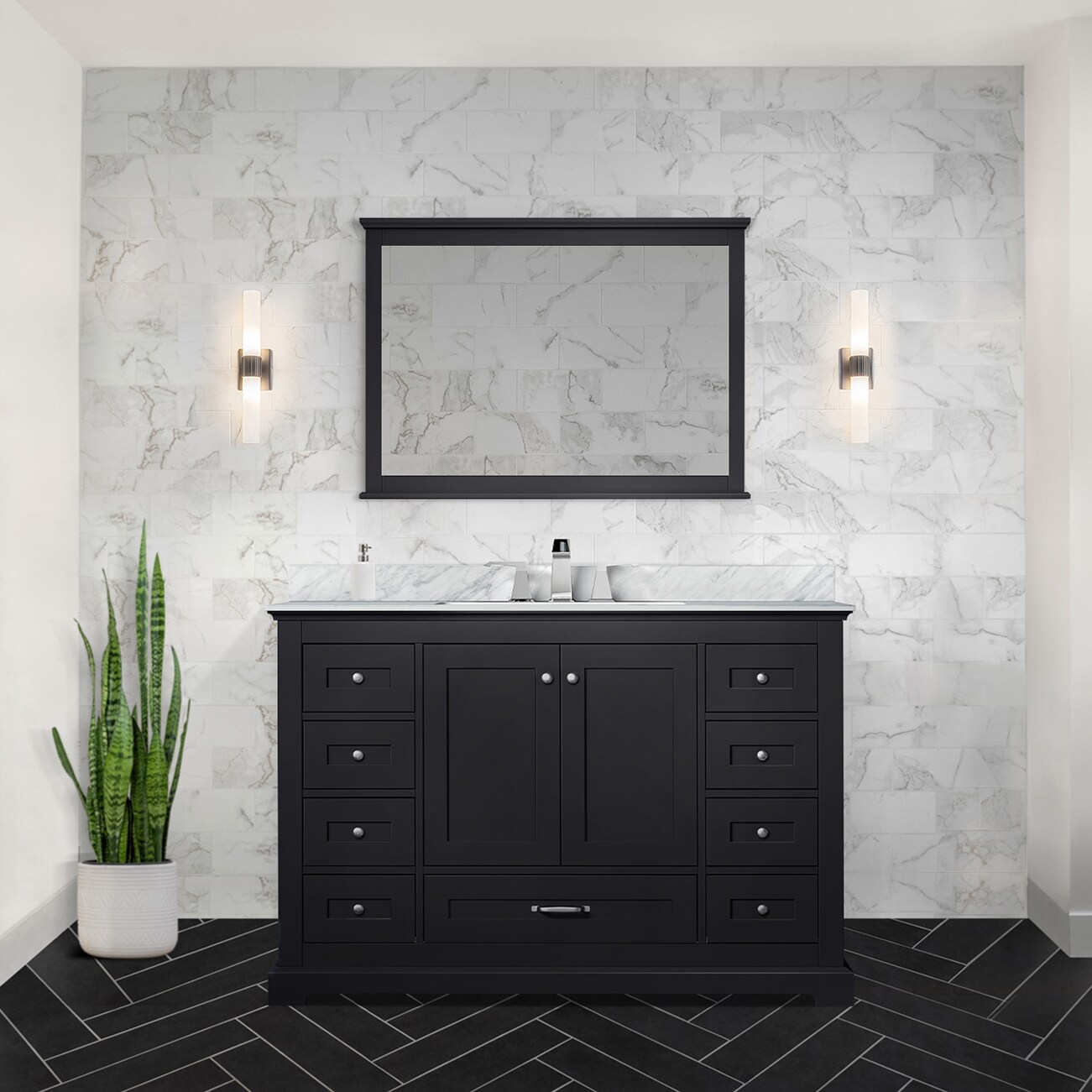 Dukes 48" Espresso Single Vanity with White Carrara Marble Top