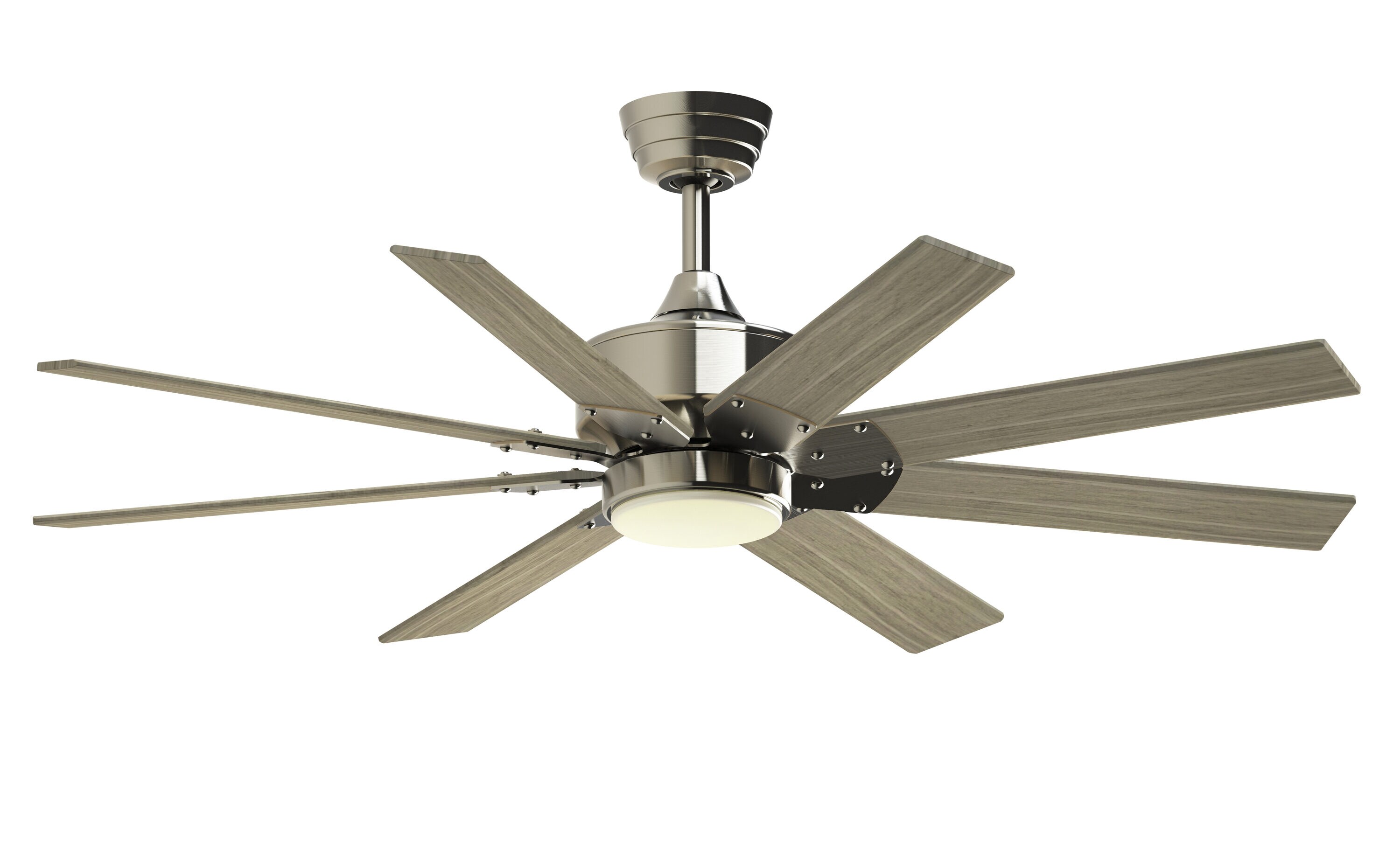 Hinkley Turbine 60-in Chalk Whtie with Weathered Wood Blades Integrated LED Indoor/Outdoor Smart Propeller Ceiling Fan with Light and Remote (9-Blade) 904260FCW-LWD Sansujyuku sansujyuku.com