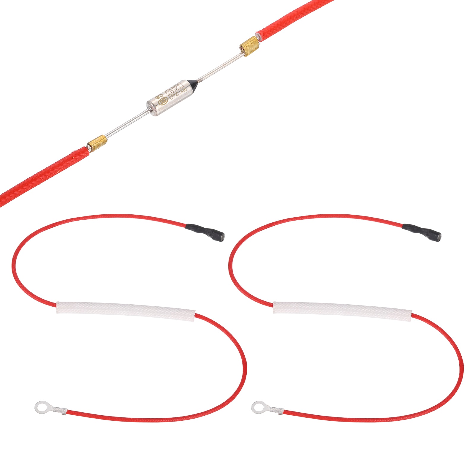 Unique Bargains 2pcs Universal Rice Cooker Temperature Fuse 240C 10A 250V Metal Thermal Fuse with Terminal and Ring Terminal Fiberglass Sleeving for Electric Pressure Cooker Repair Part