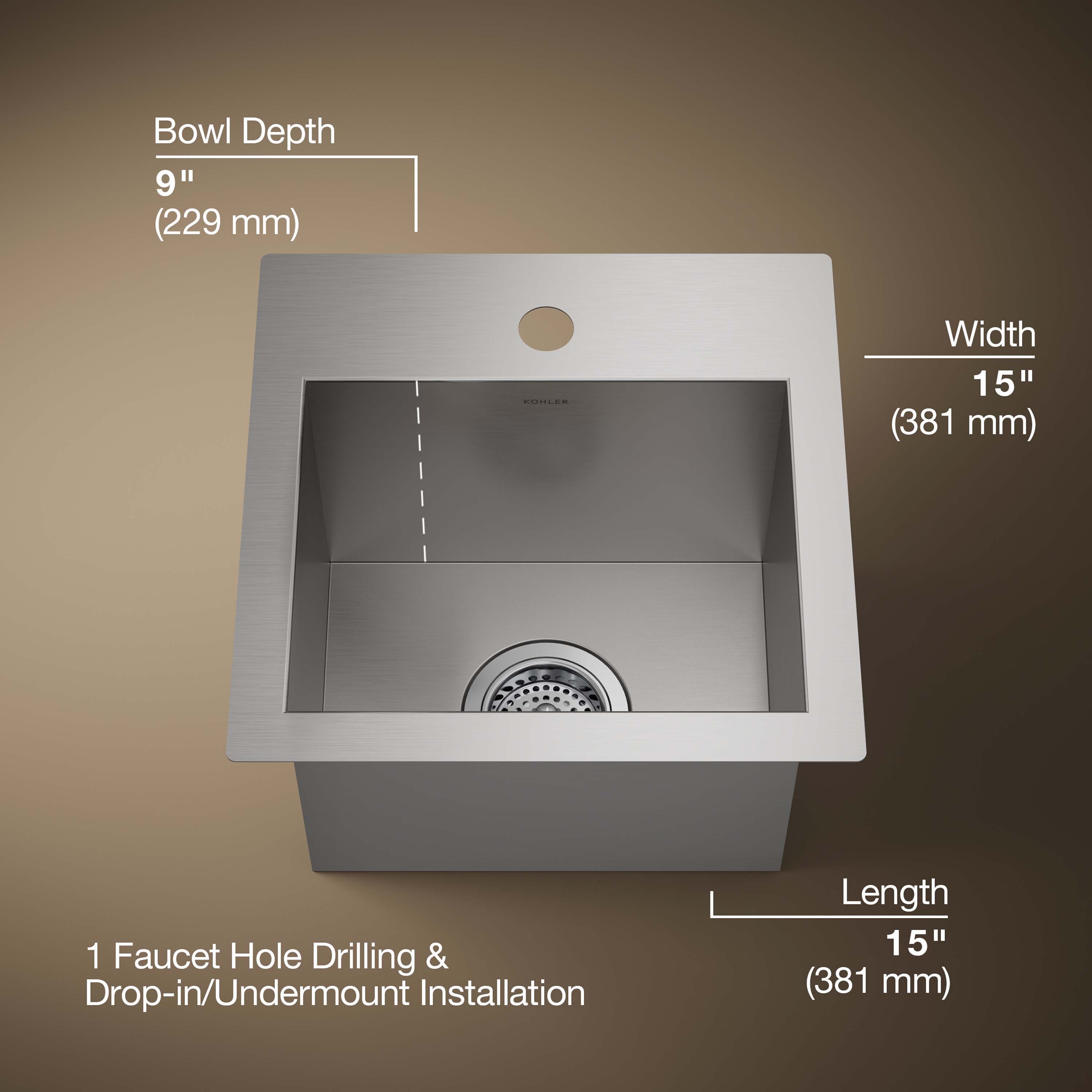 KOHLER 3840-1-NA Bar-Prep-Sinks - View #3