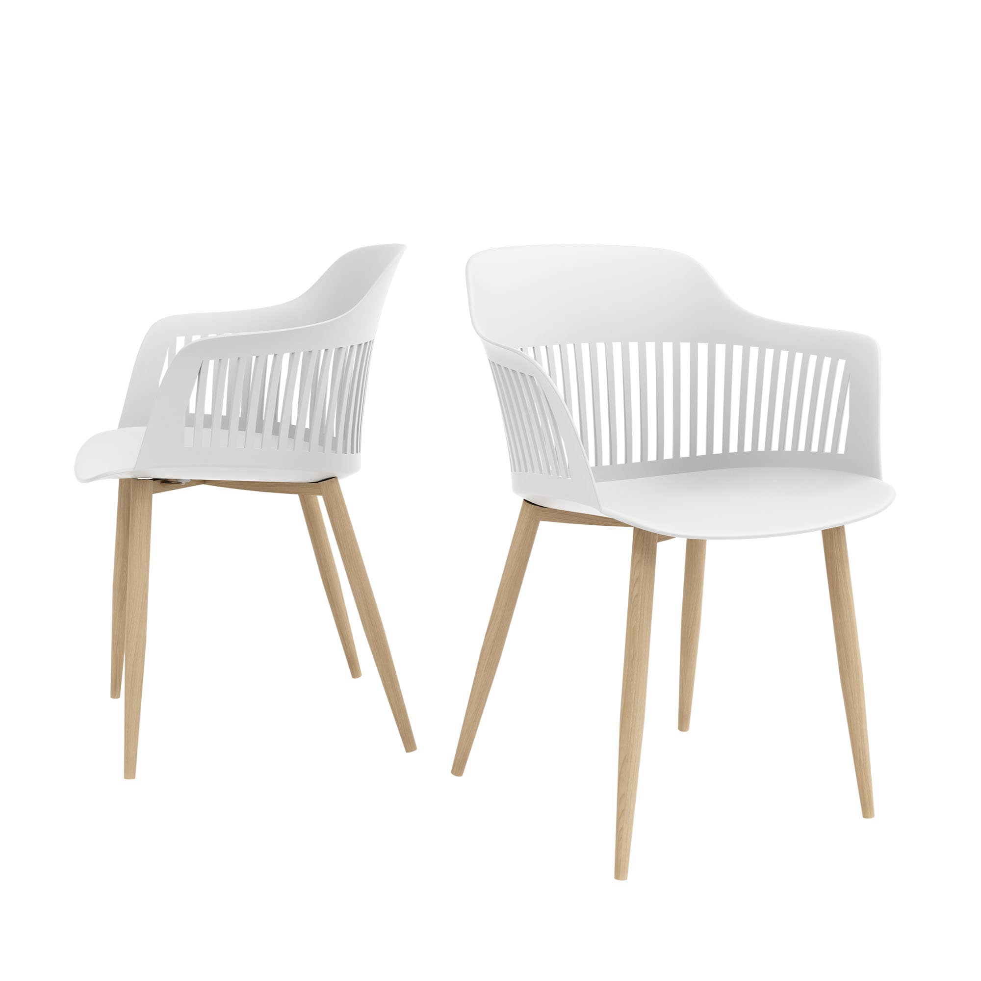 Jamesdar JCHA564-2WH Set of 2 Blake Dining Arm Chair (Metal Frame)