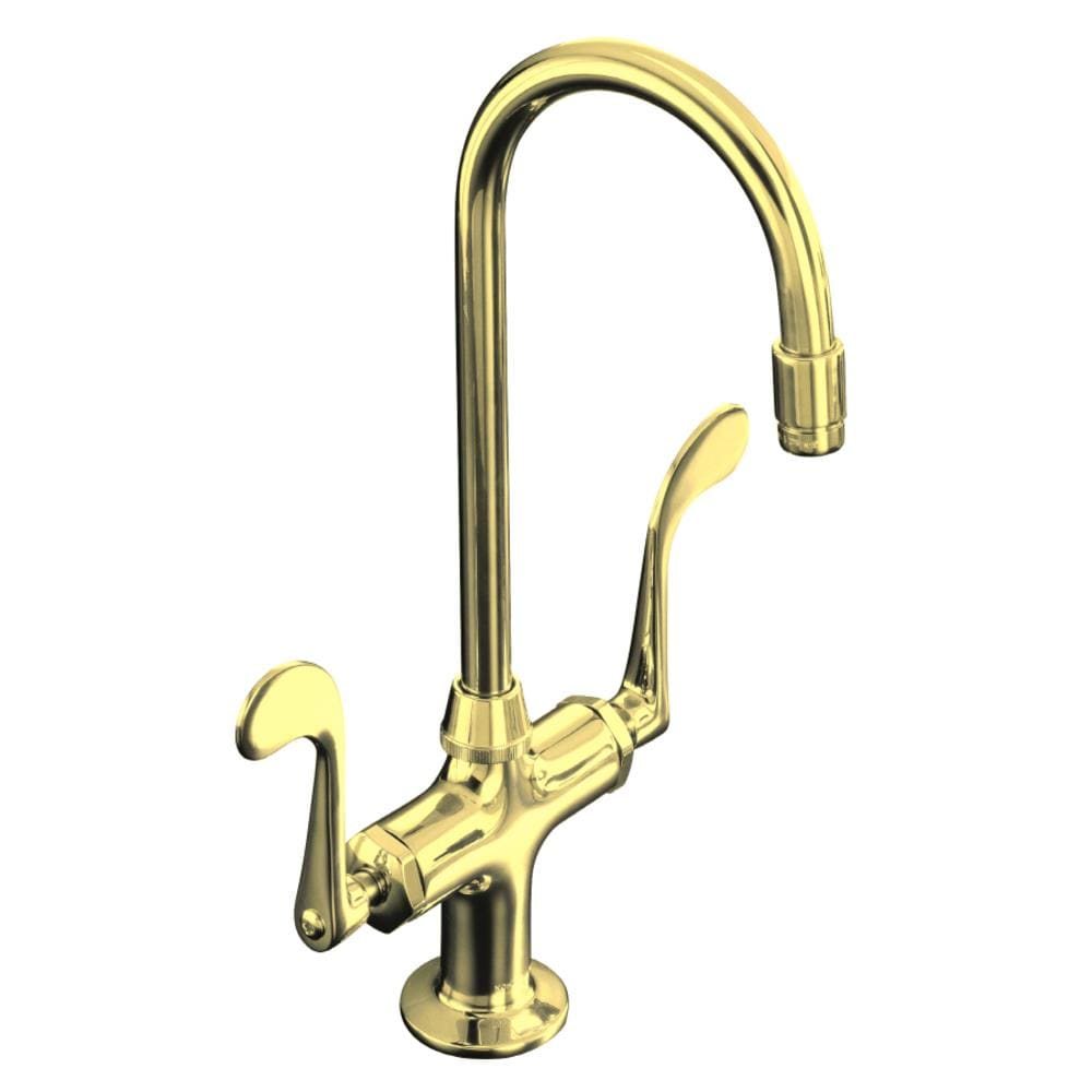 KOHLER Essex Vibrant Polished Brass Double Handle High-arc Kitchen ...