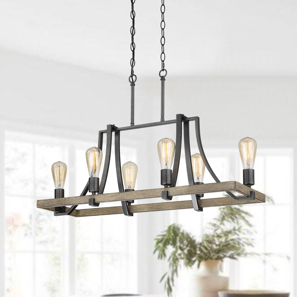 6 light black farmhouse chandelier