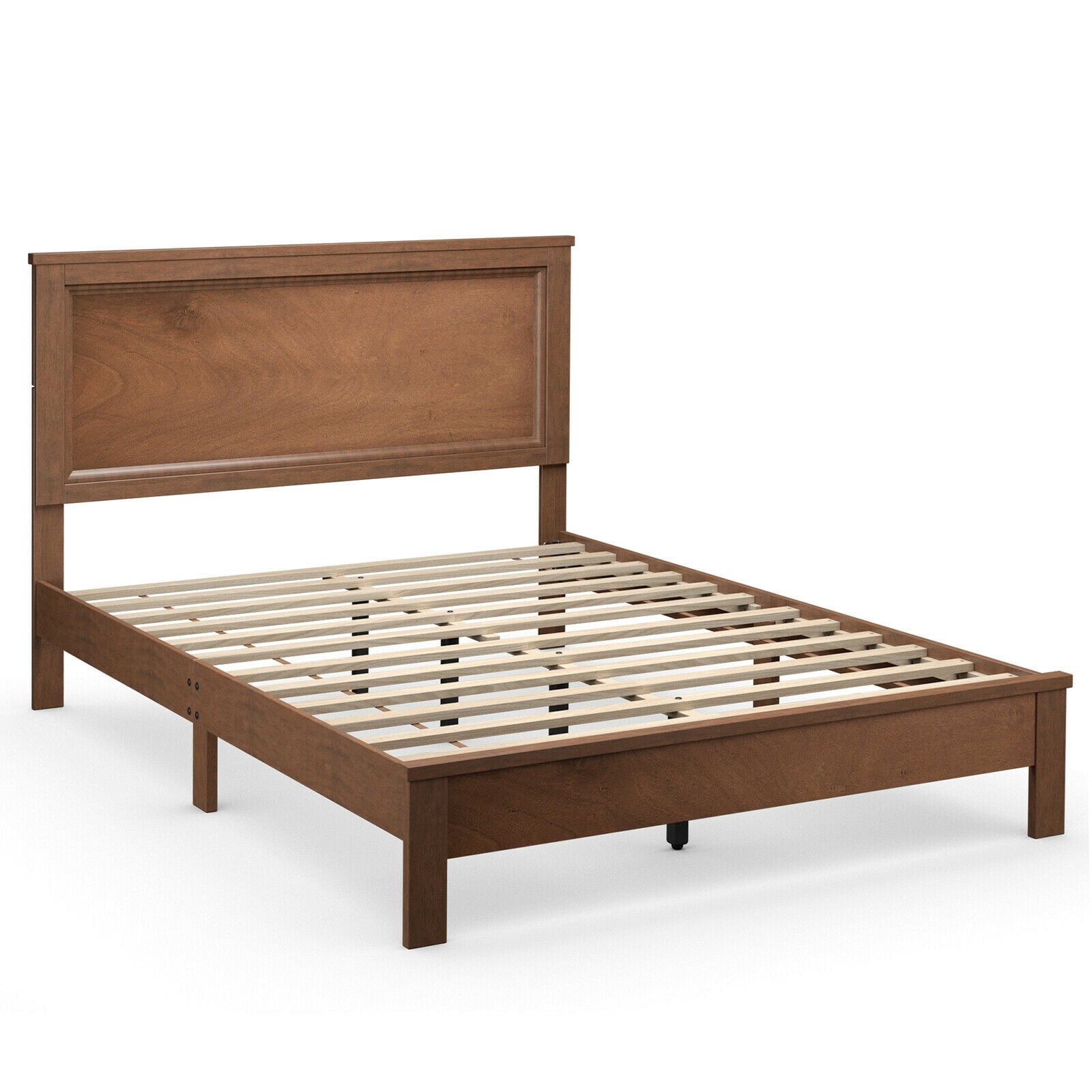 Iseryn DC16446WNQ Queen Walnut Wood Bed Frame with Headboard
