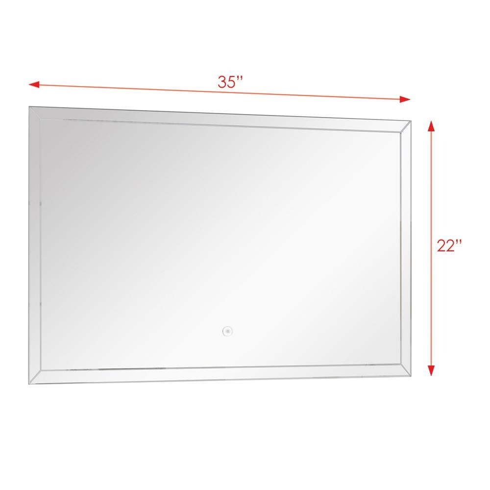 Transolid Finn 35.43-in x 21.65-in Lighted Silver Frameless Bathroom ...