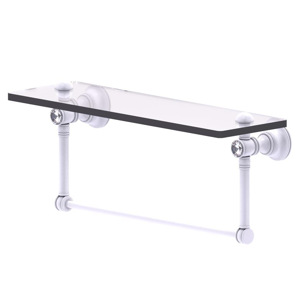 Allied Brass CC-1-16-TB-WHM Carolina Crystal Matte White Wall mount Bathroom Shelf ( 16-in x 7-in x 5-in )