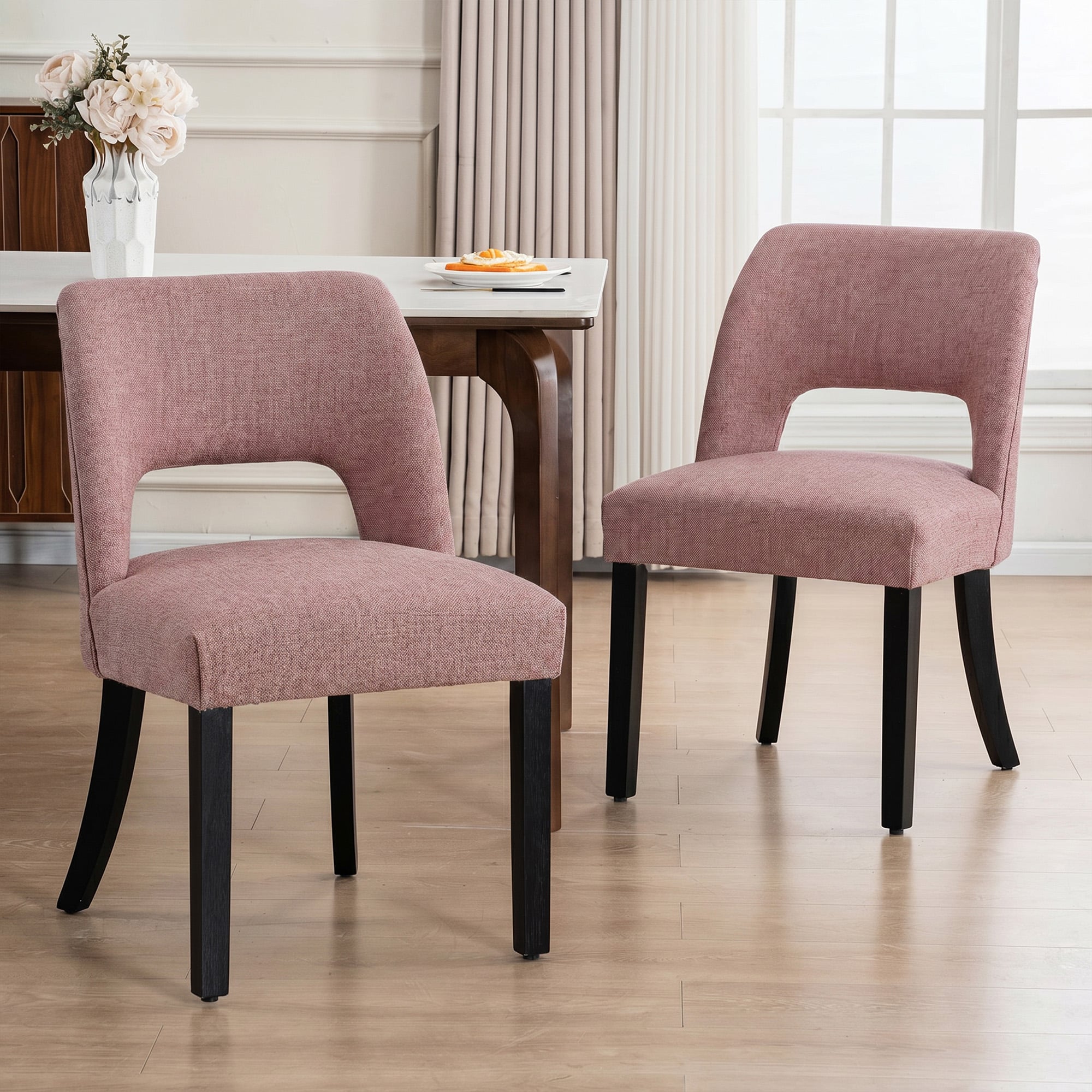 Keoni Upholstered Dining Chair With Solid Wood Legs Set of 2