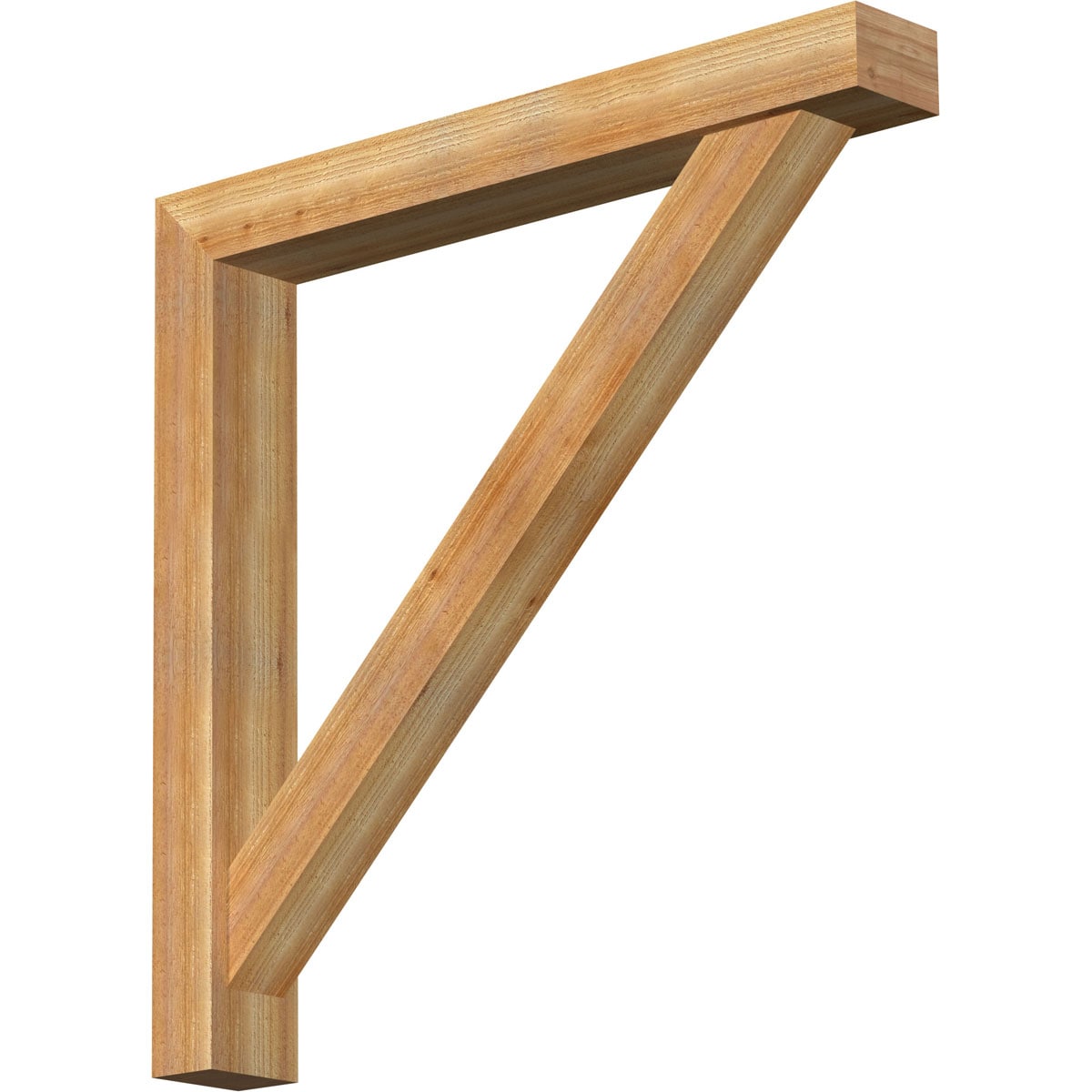 Ekena Millwork 1464762 Traditional Block Rough Sawn Bracket with Offset Brace 6-in x 44-in x 44-in Western red cedar Brown Wood Standard bracket