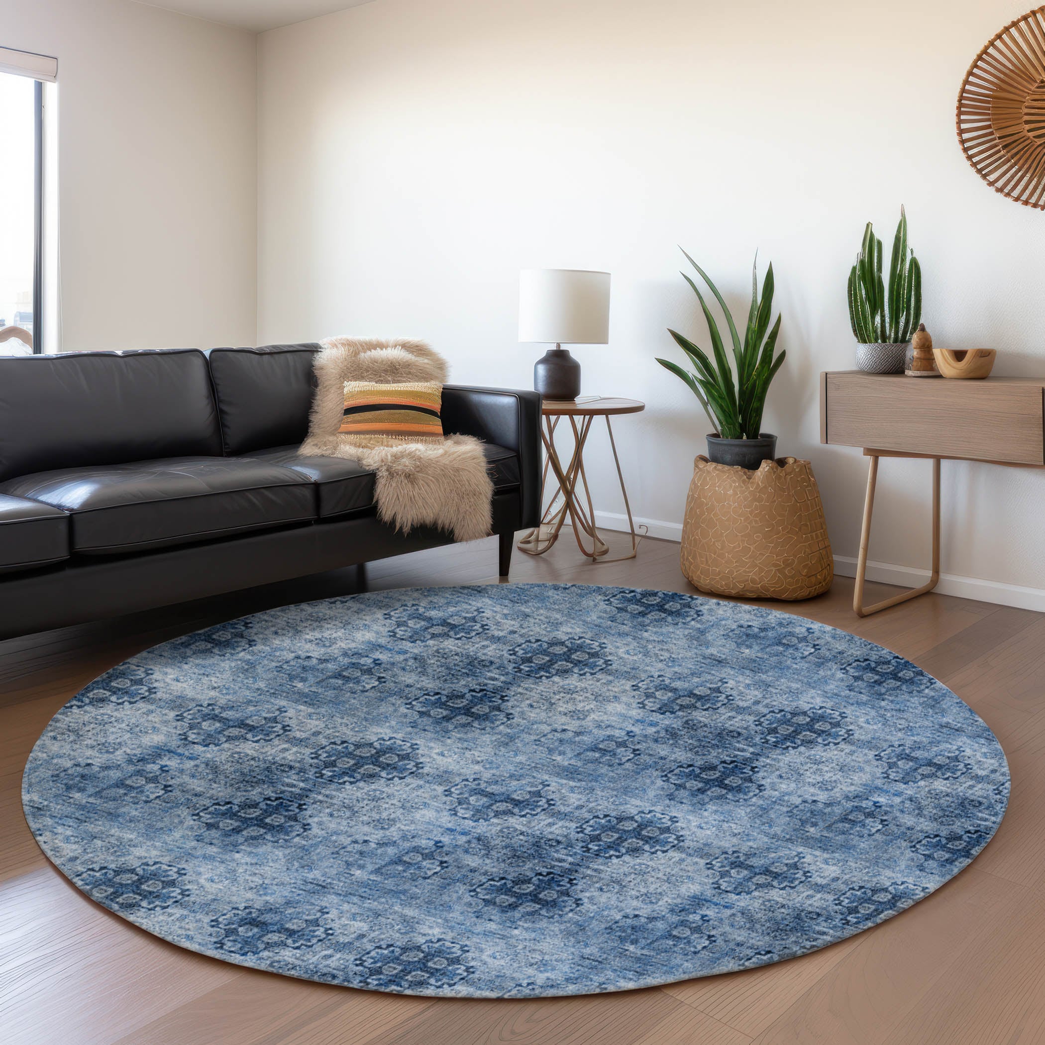 Addison Rugs AMF564IV8RO Mayfield AMF564IV 8 x 8 (ft) Loomed Polyester Ivory Round Indoor Geometric Machine washable Area rug