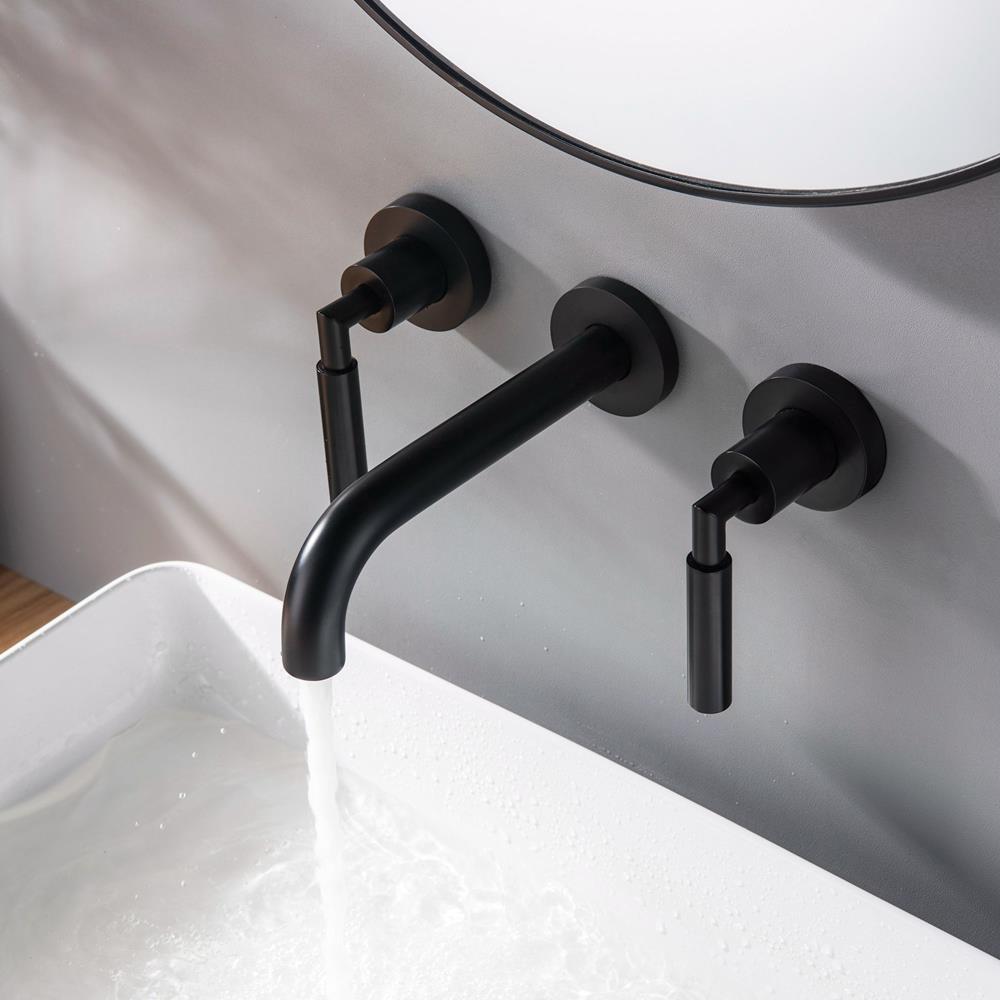 Parrot Uncle Matte Black Wall-mount 2-Handle WaterSense Bathroom Sink ...