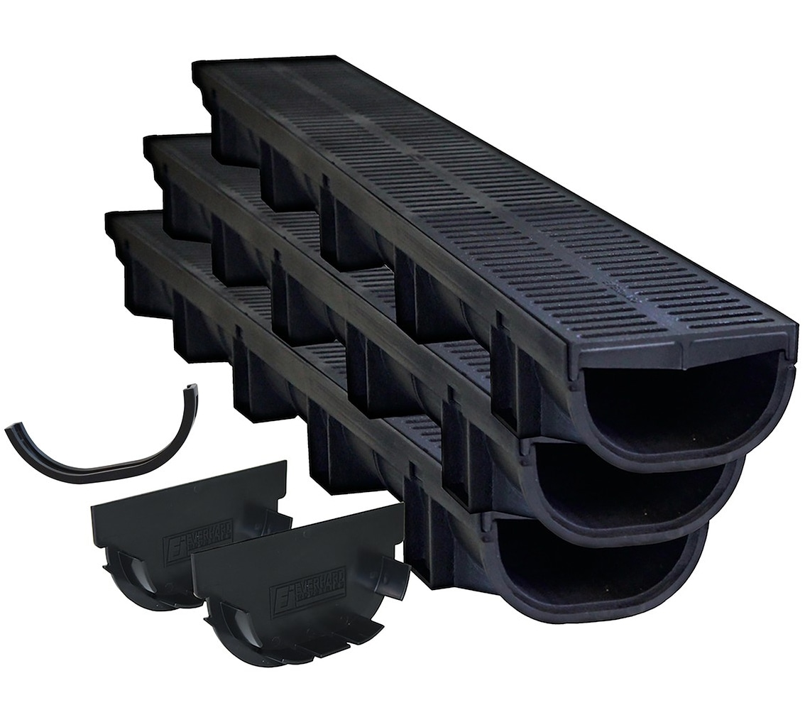 U.S. Trench Drain 83500-3 40-in L x 5-1/4-in W Compact Channel Drain with Grate 3-Pack