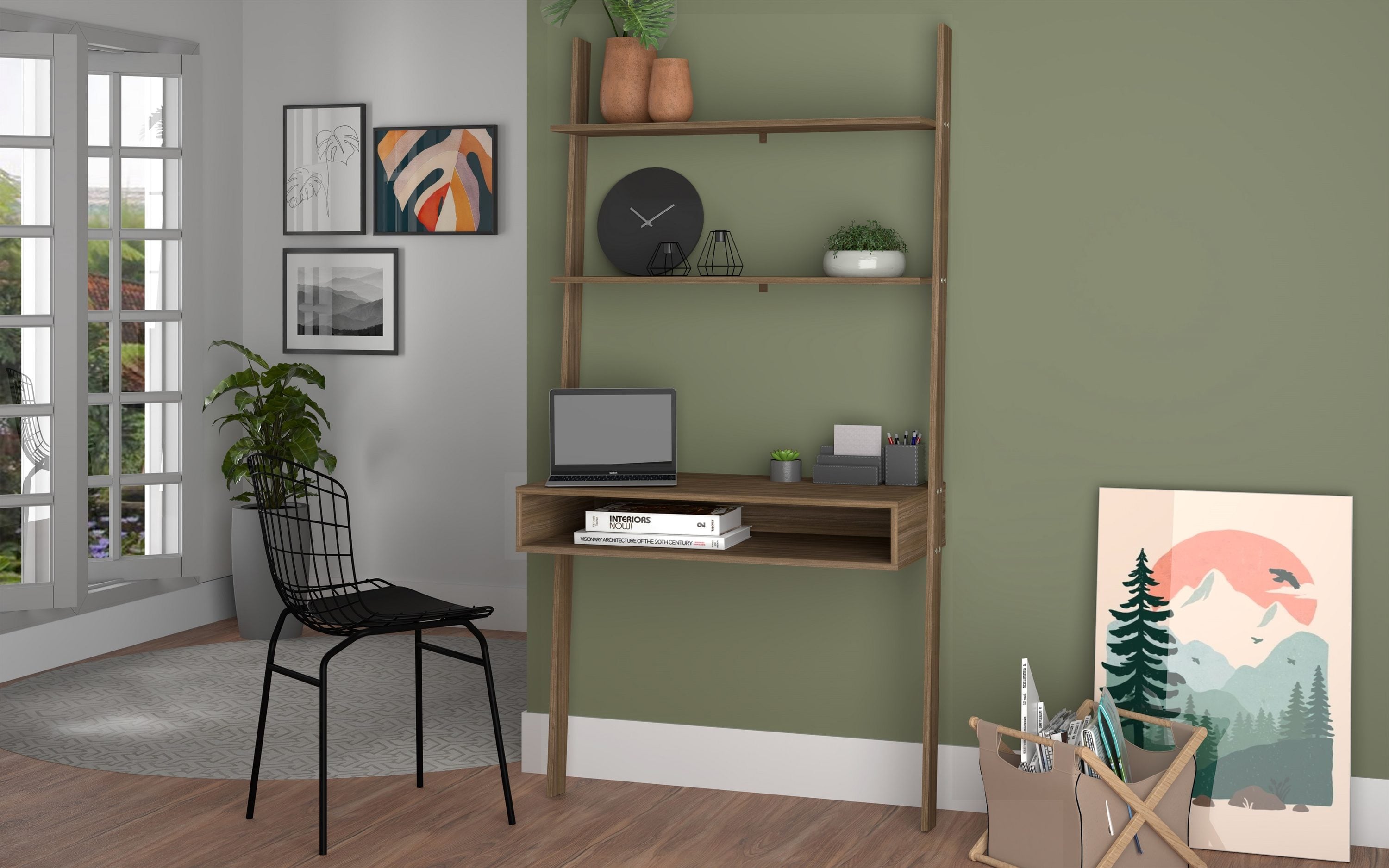 Manhattan Comfort 193AMC23 Cooper 36.61-in Brown Modern/Contemporary Ladder Desk