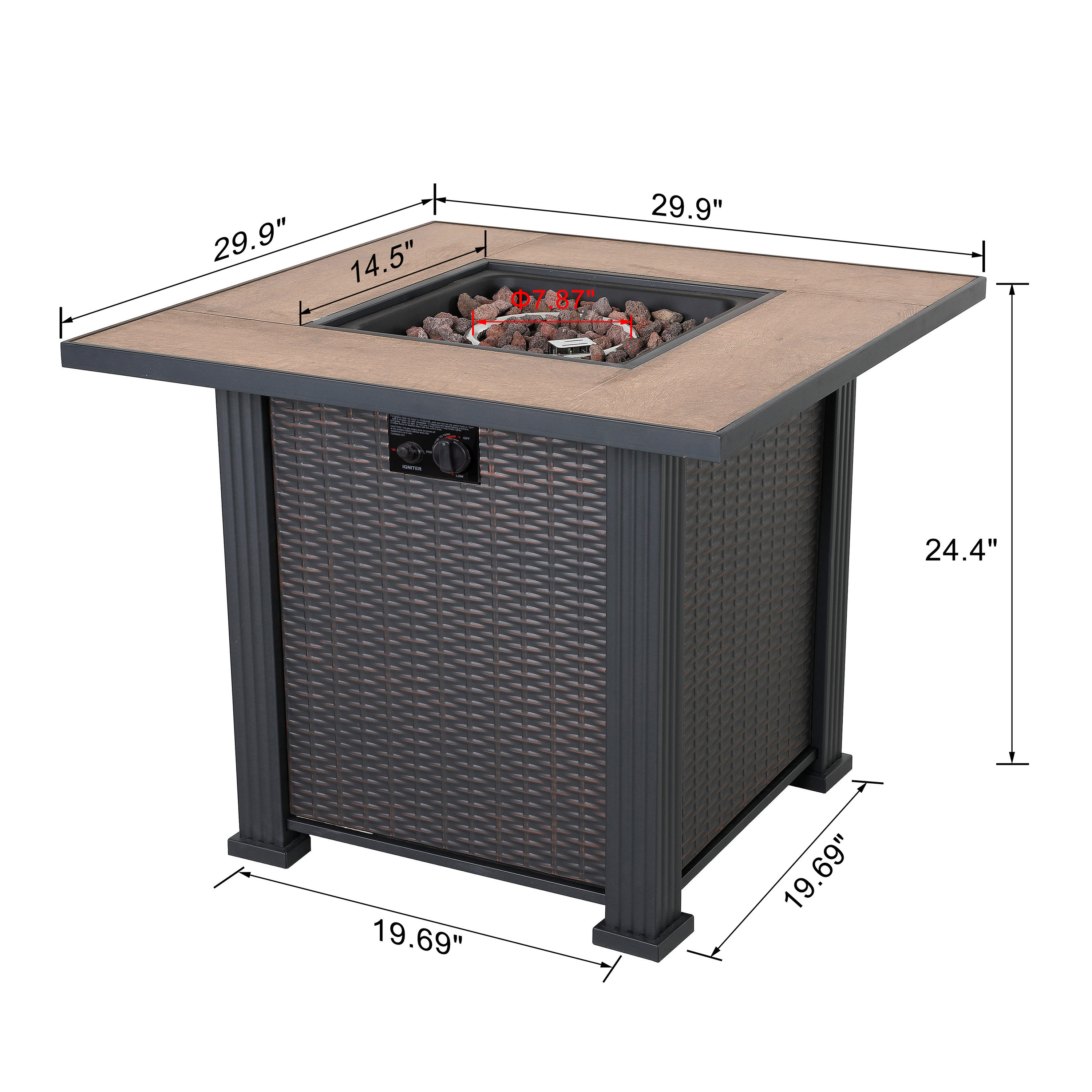 Nuu Garden 29.92-in W 40000-BTU Brown Iron Propane Gas Fire Pit Table ...