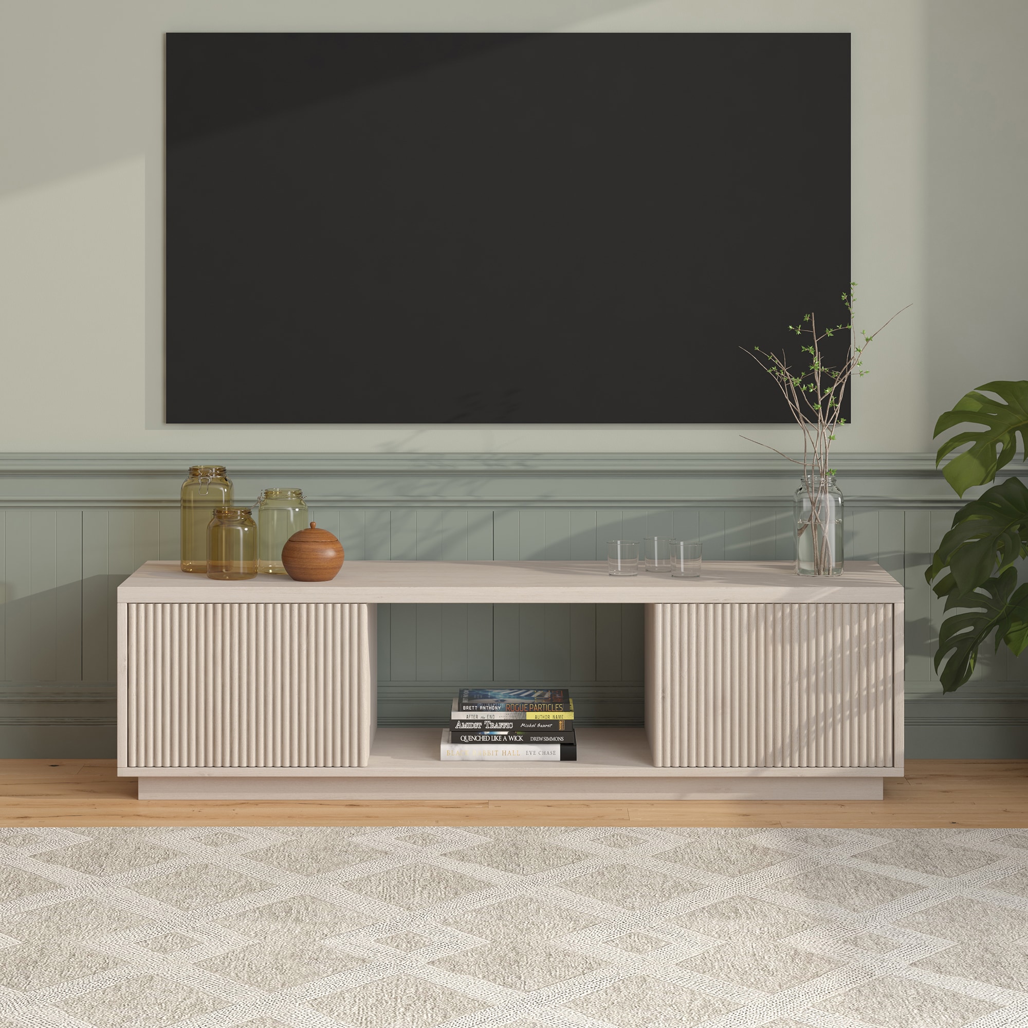 Hailey Home TV2306 Dorian Modern/Contemporary Alder White TV stand ( Accommodates TVs up to 65-in )