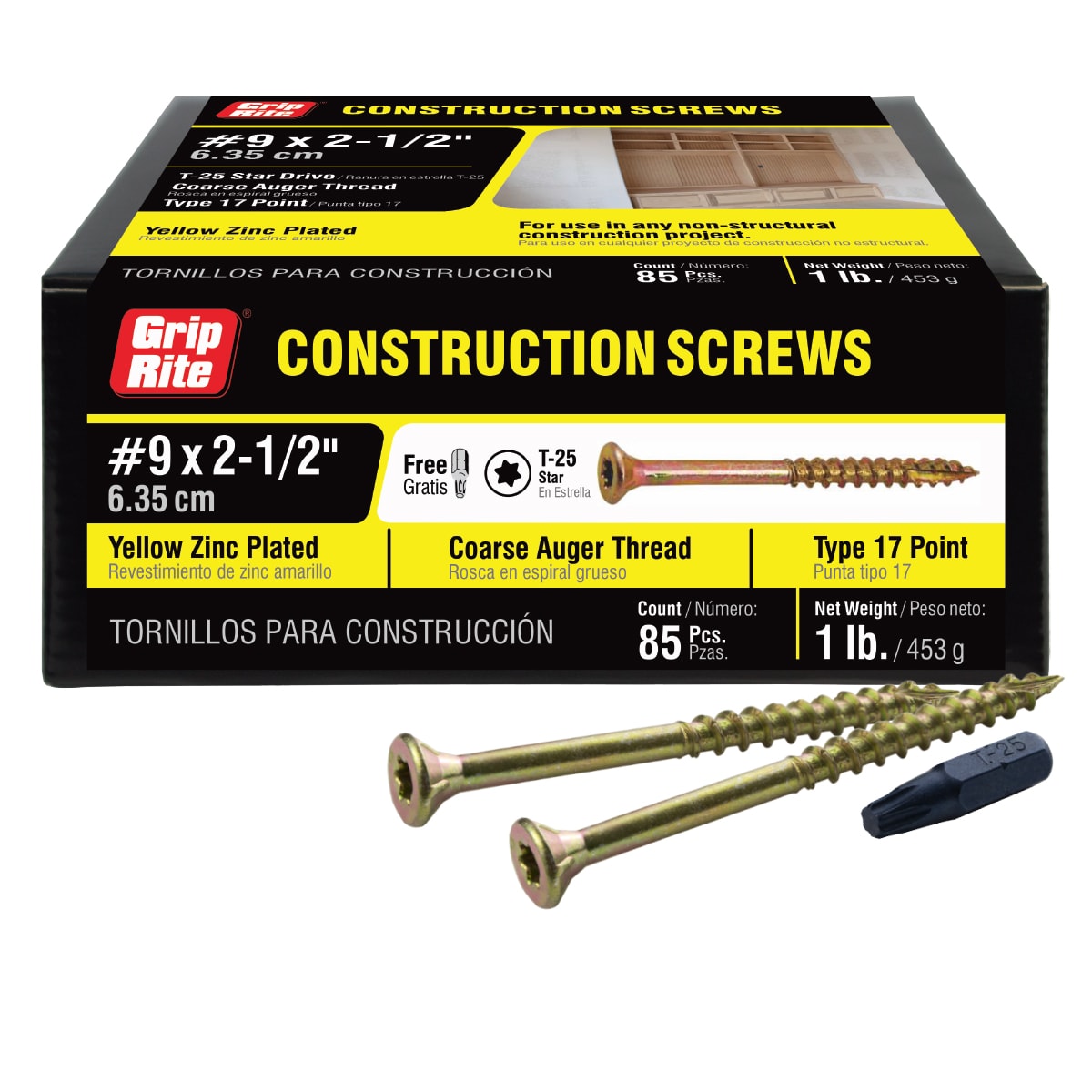 Hillman Flat Head Square Drive ProCrafter Premium Wood Screws #6 x 1-1/4,  5934, Yellow Zinc
