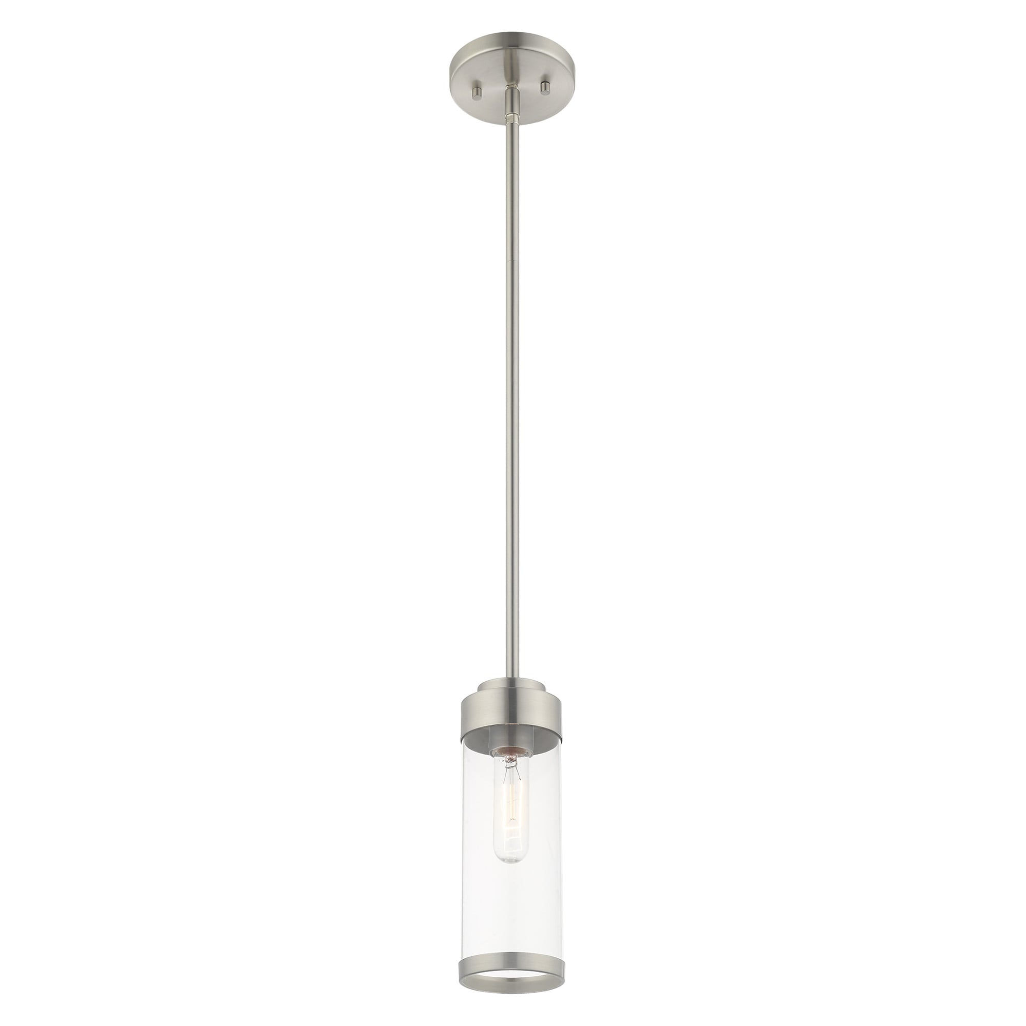 Brushed Nickel Mini Pendant with Clear Glass Shade