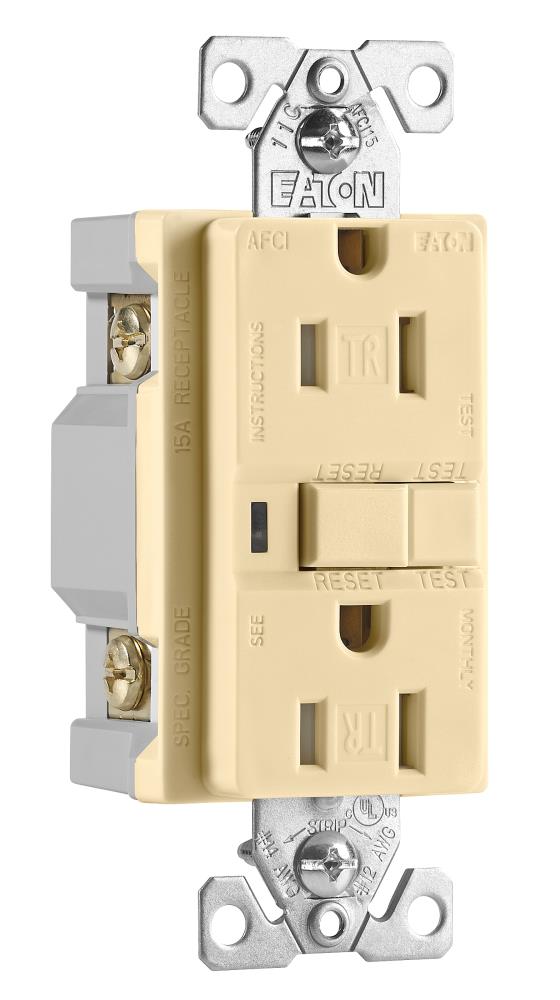 Ivory Tamper Resistant 15 Amp AFCI Duplex Receptacle with Wall Plate