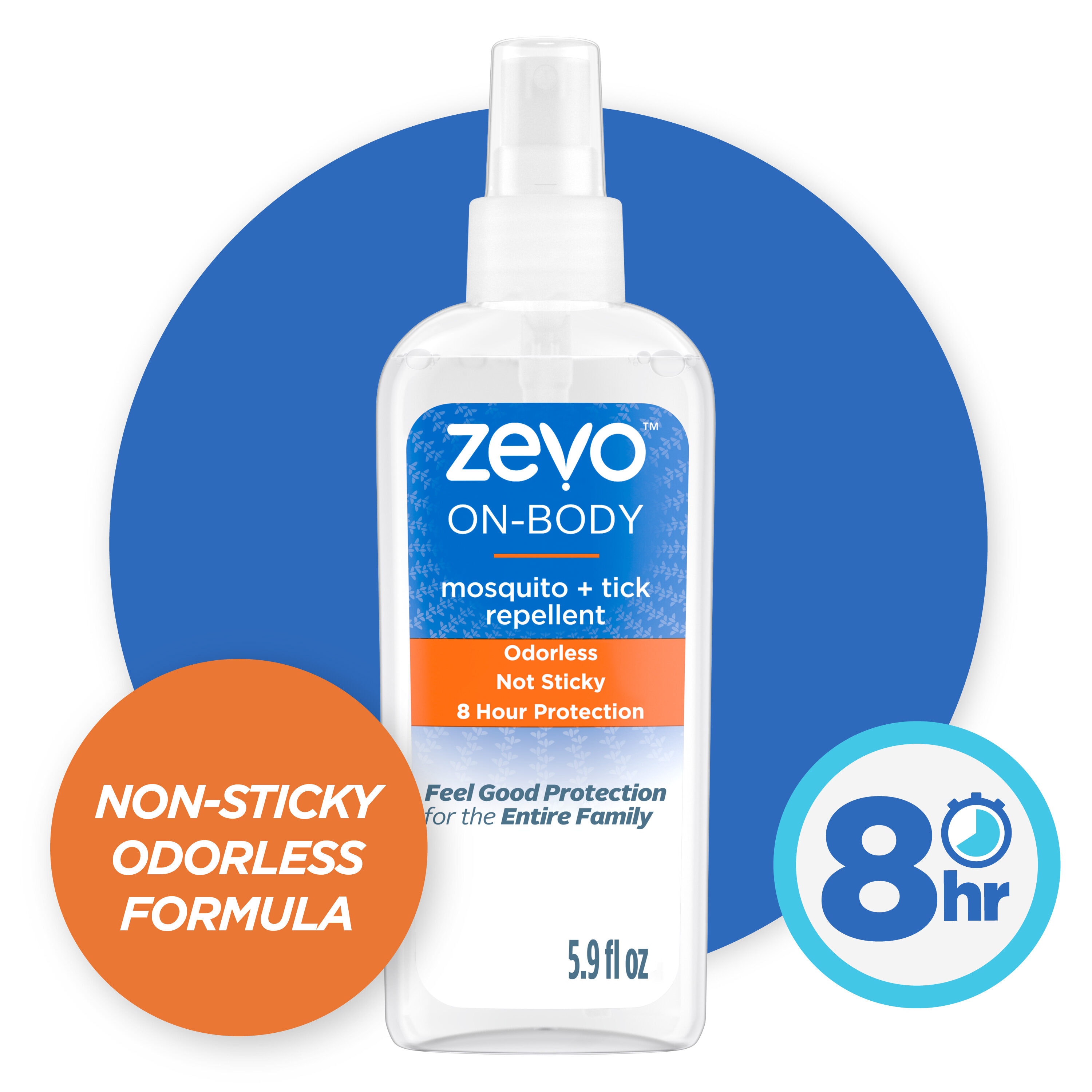 Zevo On Body Mosquito and Tick Repellent Pump Spray Skin Outdoor Bug