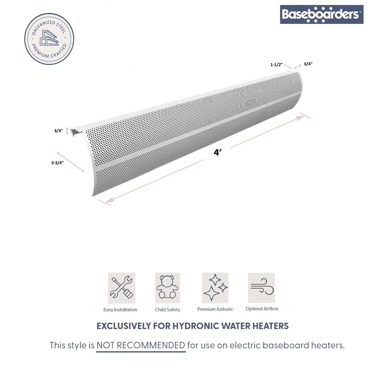 Baseboarders BA001-48-WHT Baseboard-Heater-Covers - View #2