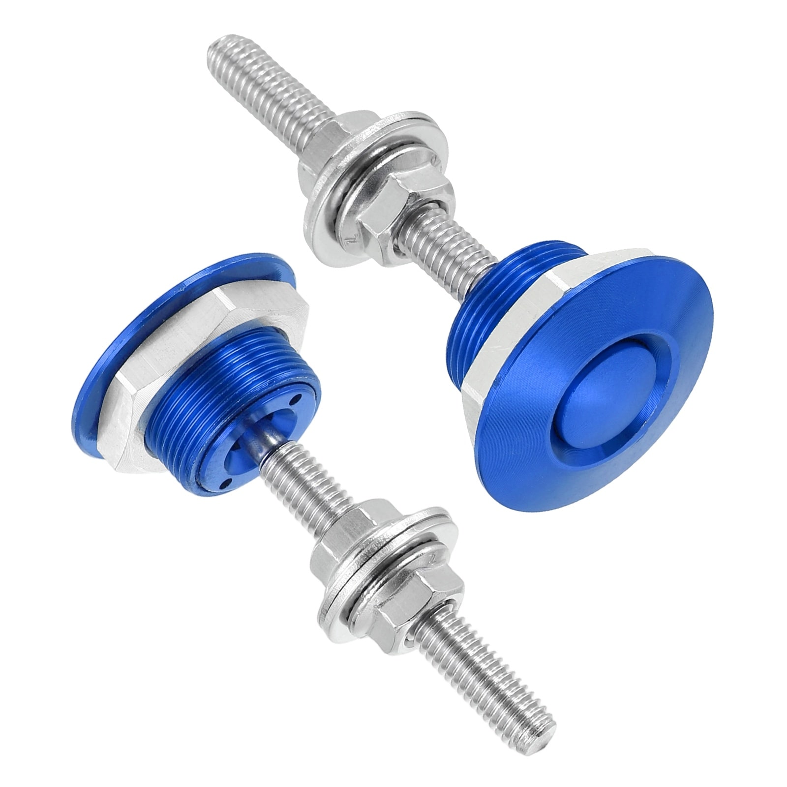 PATIKIL 1.18 Inch Quick Release Bumper Clips 2pcs Universal Aluminum Vehicle Hood Pins Engine Hood Bumper Hood License Plate Button Bonnet Blue