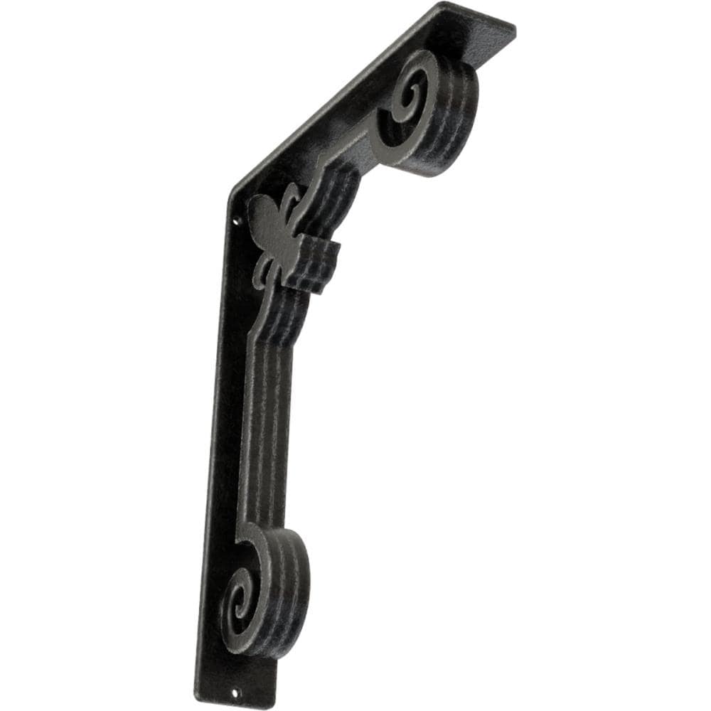 Ekena Millwork BKTM02X10X12TFLAPW Fleur De Lis 10-in x 2-in x 12-in Gray Wrought iron Mounting bracket