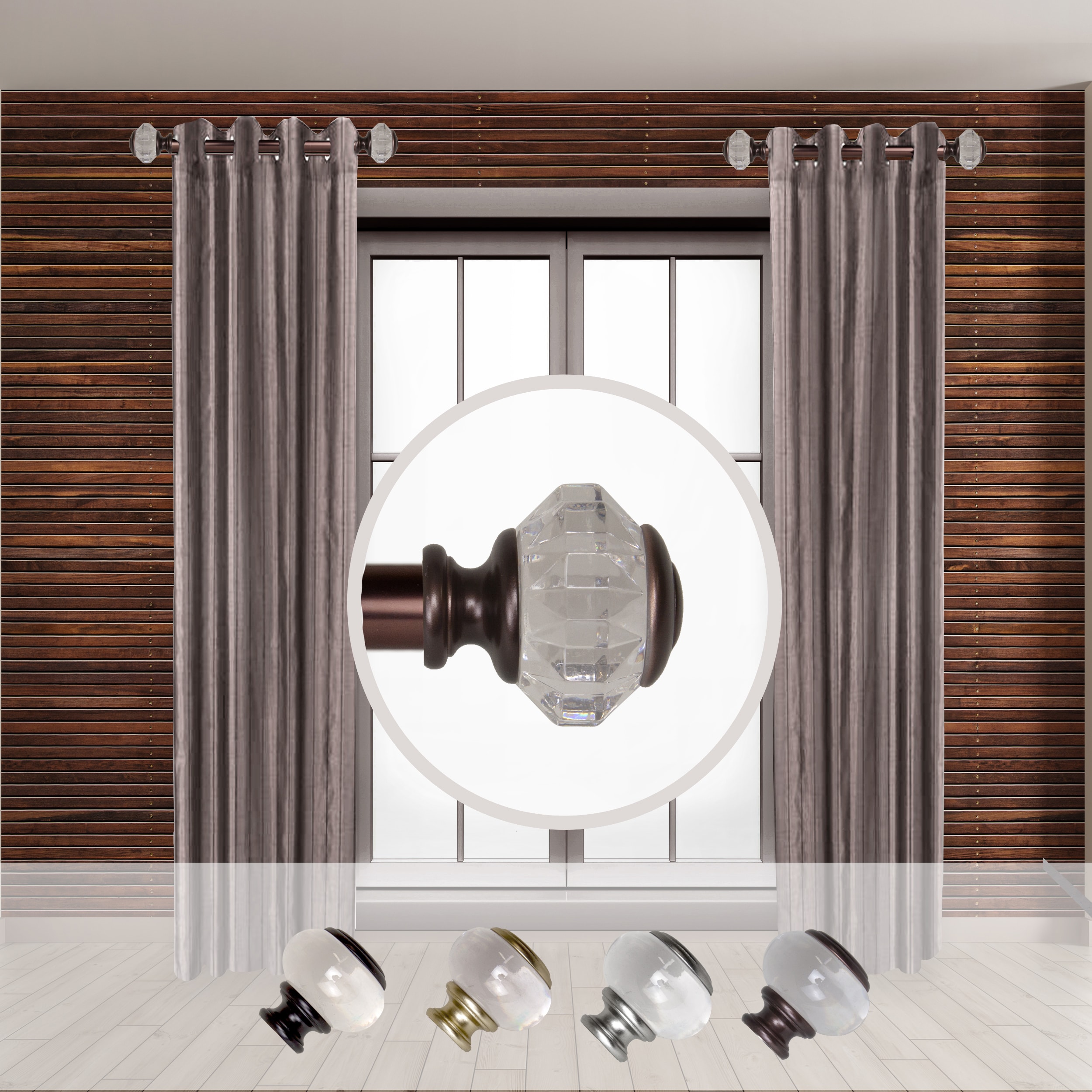 Hart & Harlow LO-SIDE100-59-9 Aketa 1-in 12-in to 20-in Bronze Steel Side curtain rod with Finials