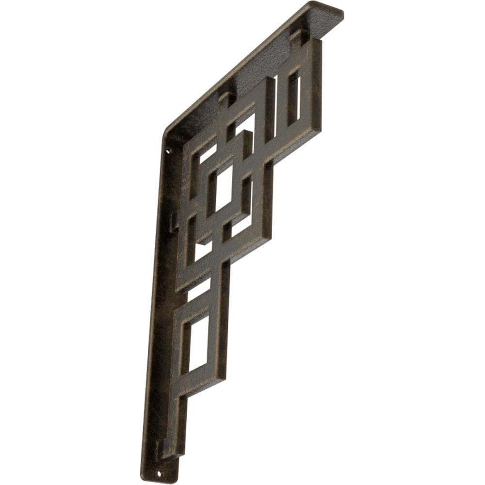 Ekena Millwork BKTM01X10X12SERAPG Eris 10-in x 1.5-in x 12-in Antique gold Wrought iron Mounting bracket