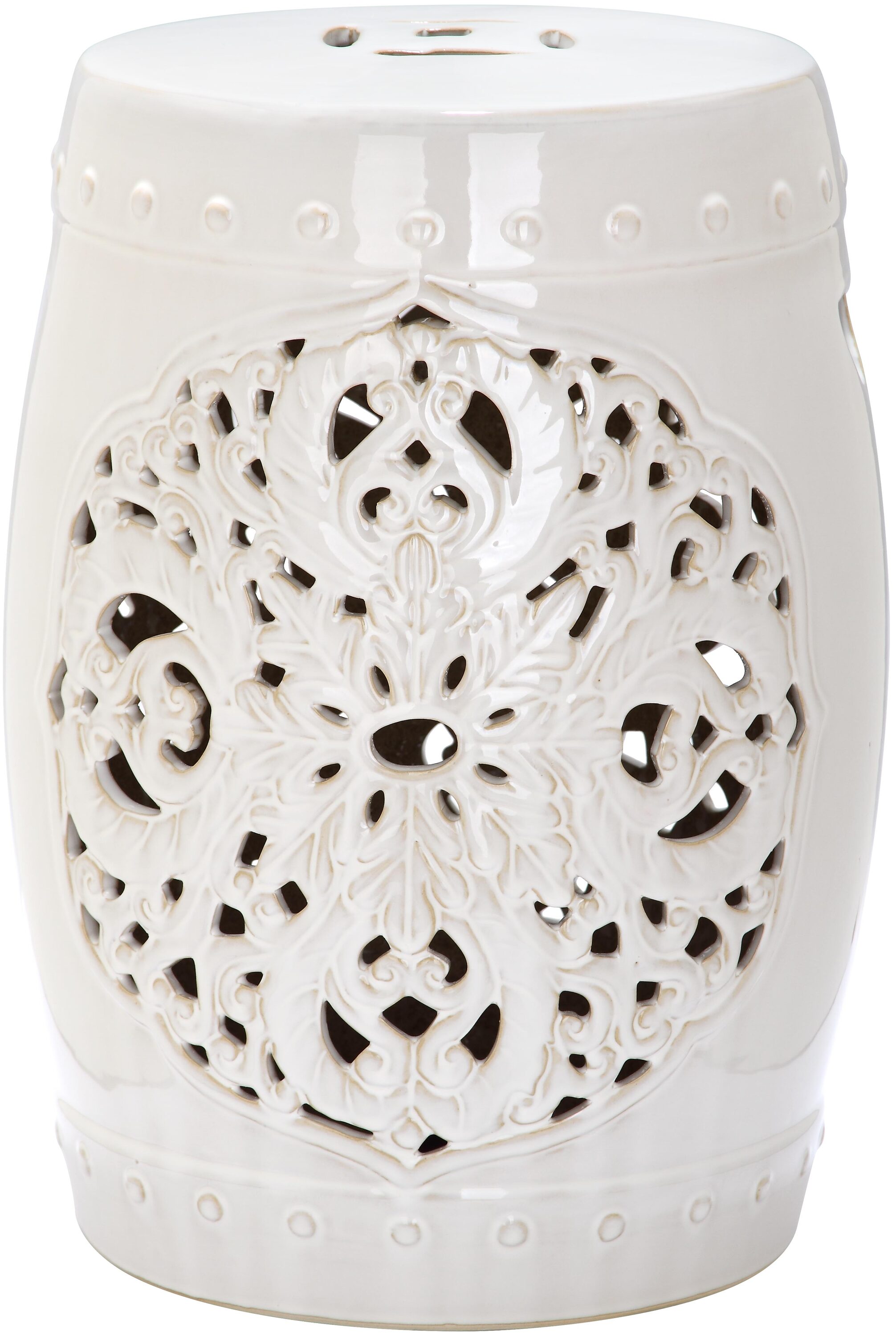 Safavieh ACS4527B 17.5-in Cream Ceramic Barrel Garden Stool