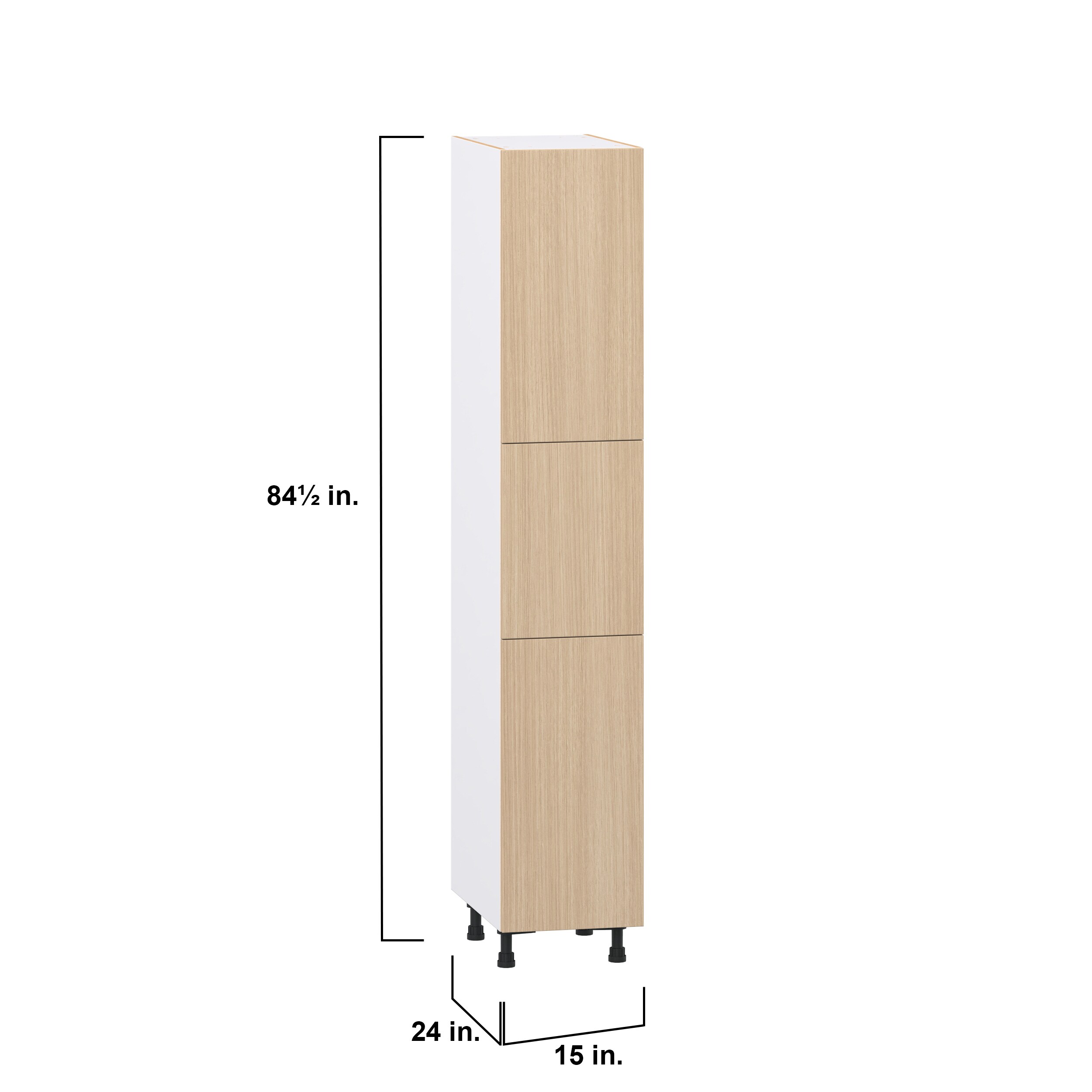 Tall slim cabinet showing dimensions 84 1/2 inches tall