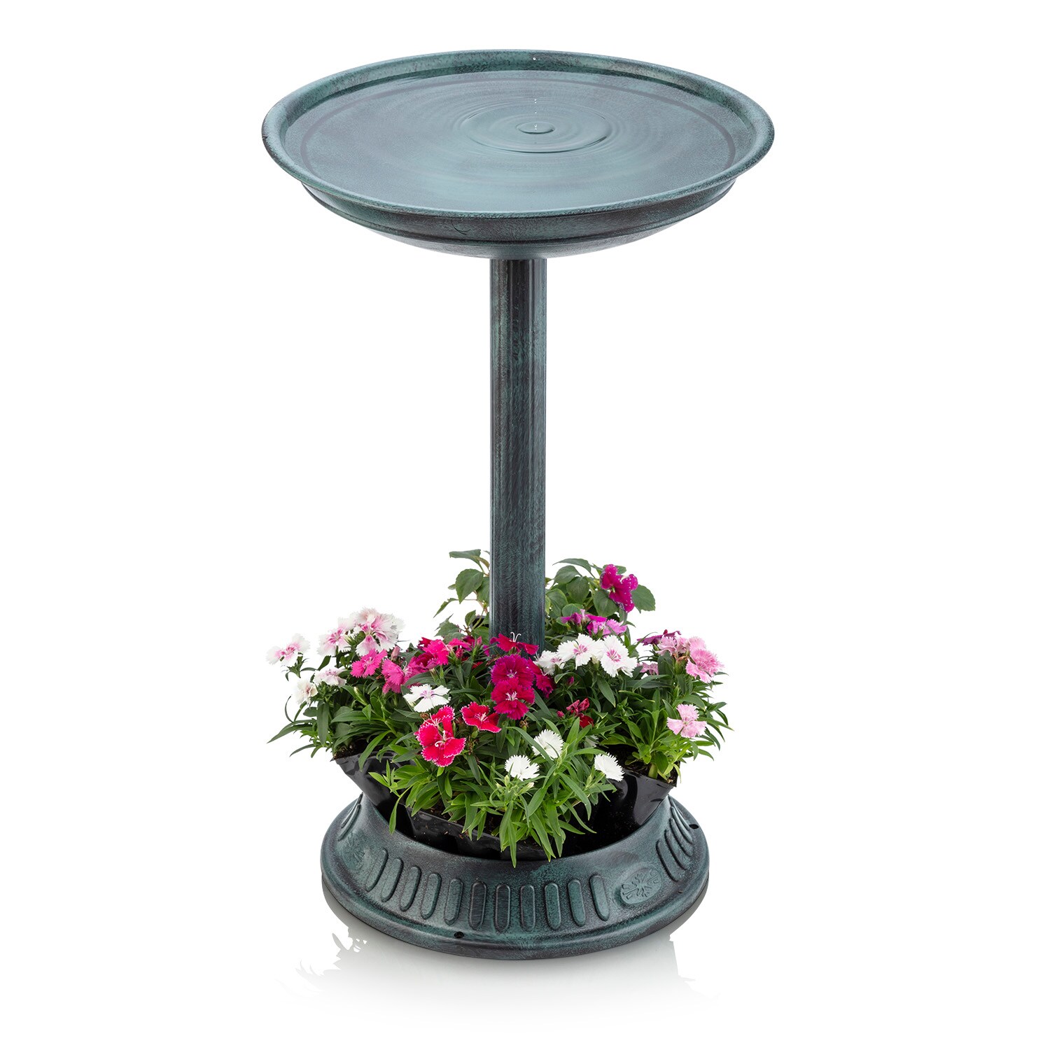 Alpine Corporation 25-in H Green Plastic Complete Birdbath In The ...