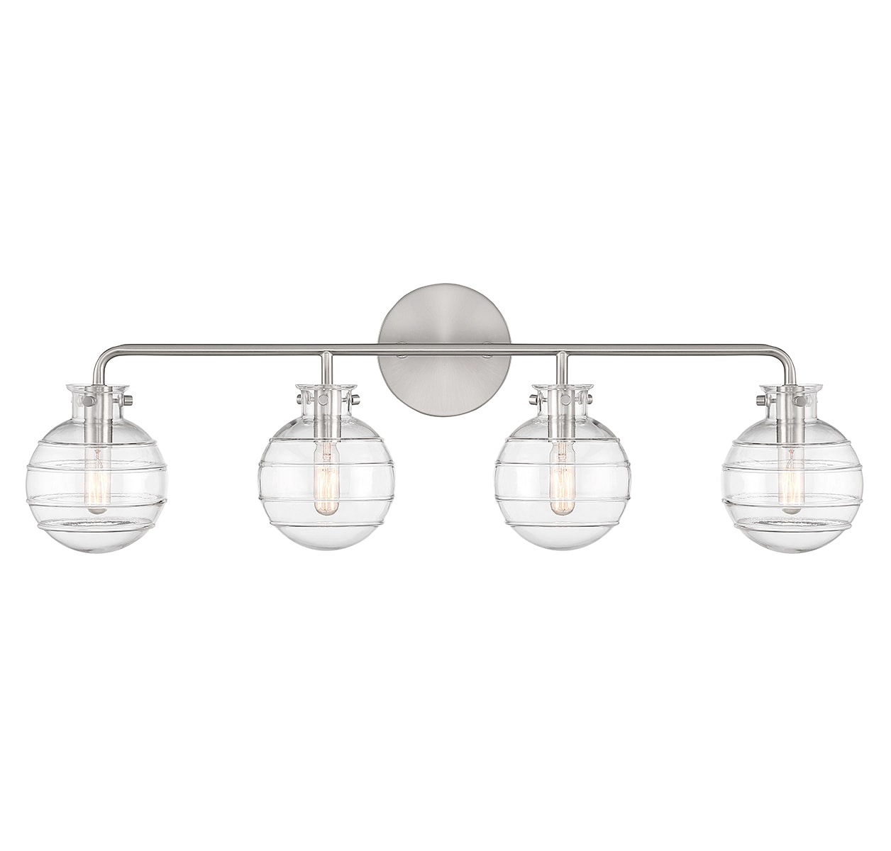 Satin Nickel 4-Light Vanity with Clear Swirl Glass Shades