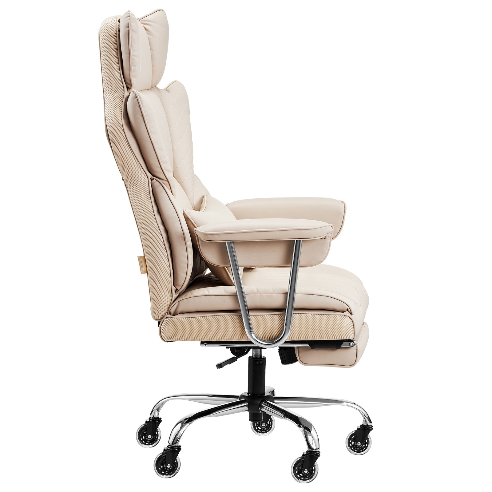 VEVOR Executive Office Chair with Footrest 400lb Capacity Office Chair with Lumbar Pillow and Removable Armrests Heavy Duty Ergonomic Chair PU Leather Reclining Home Office Desk Chairs Brown
