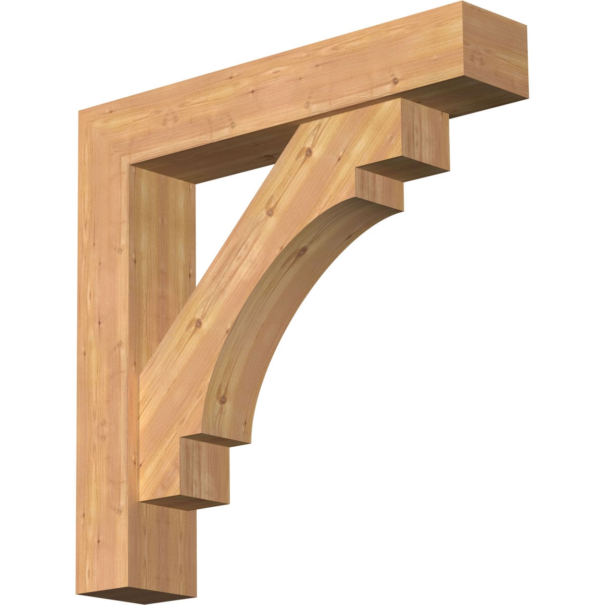 Ekena Millwork 1463199 Merced Block Smooth Bracket with Offset Brace 7-1/2-in x 38-in x 38-in Western red cedar Brown Wood Standard bracket