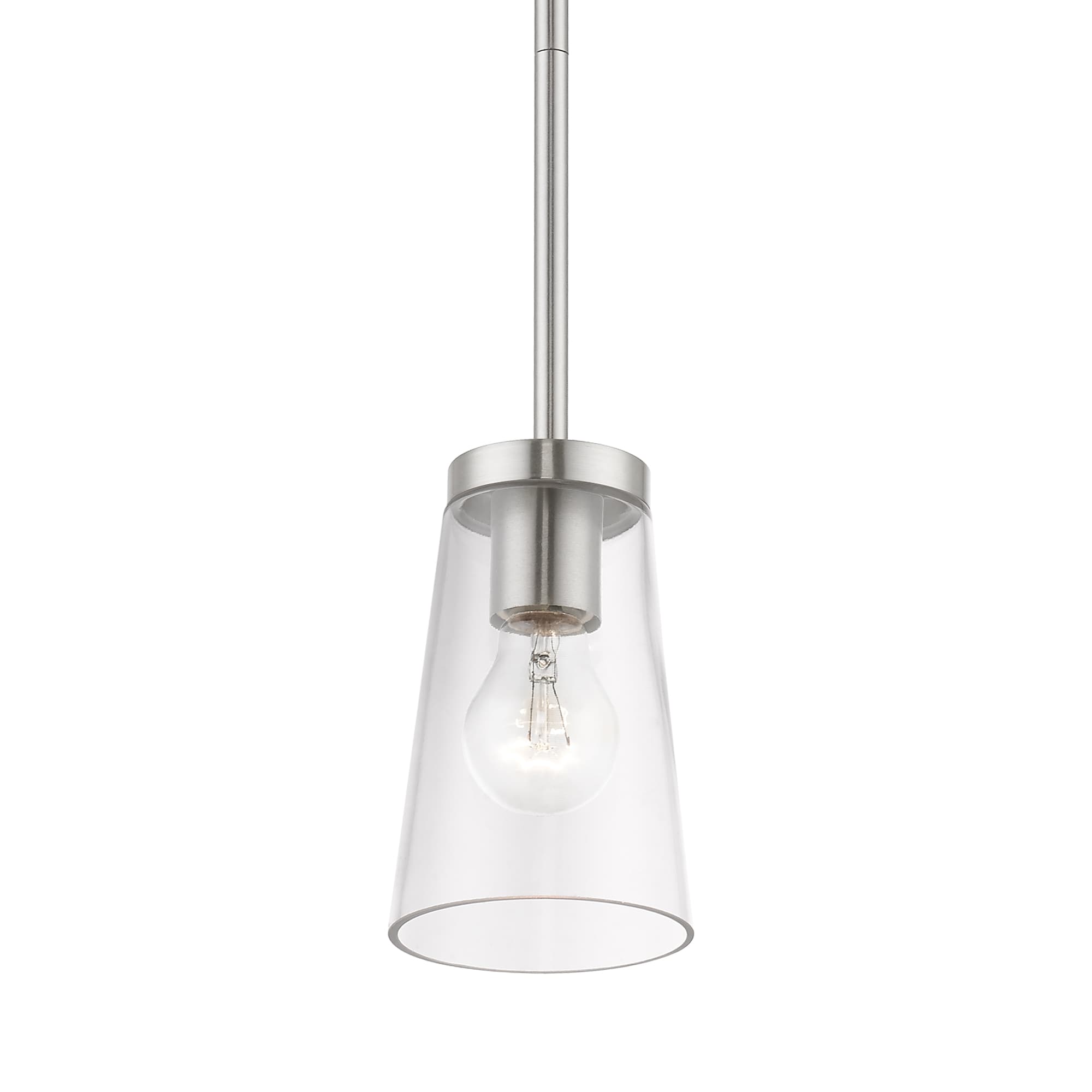 Brushed Nickel Mini Pendant with Clear Glass Shade
