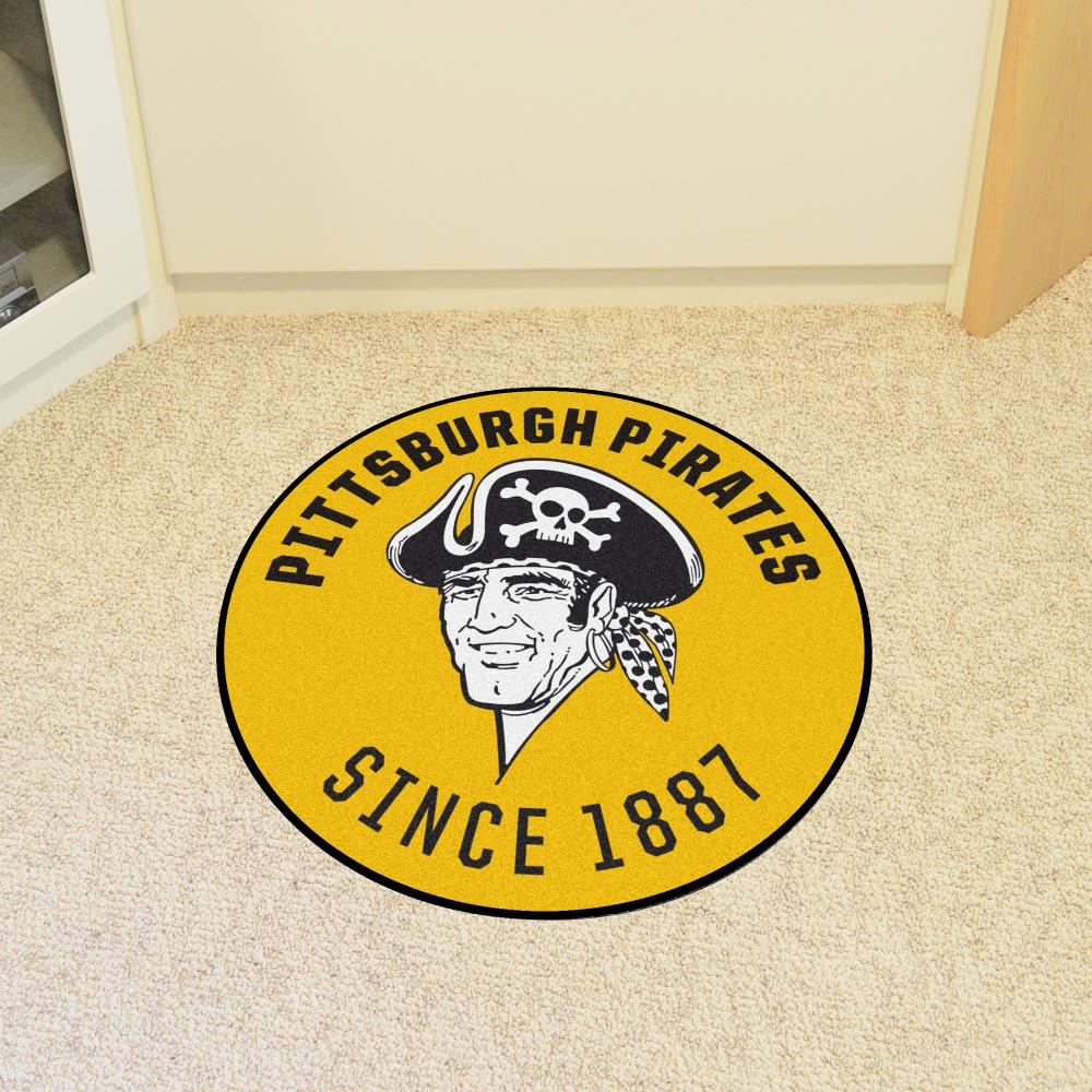 FANMATS MLB Pittsburgh Pirates Black 2 ft. x 2 ft. Round Area Rug