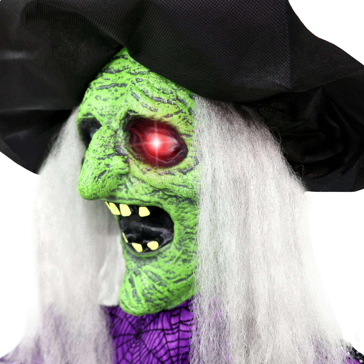 43" Green and Purple Animatronic Witch with LED Eyes