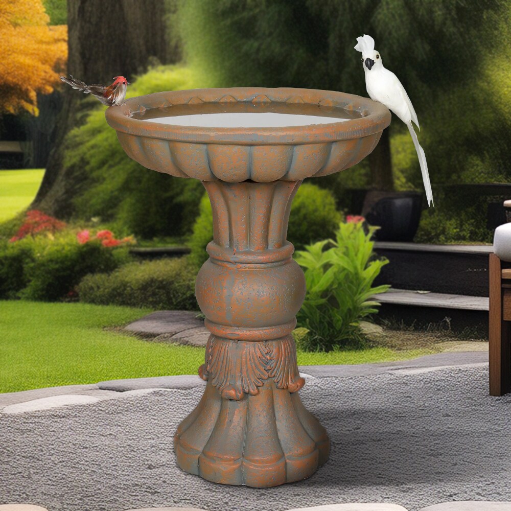 Watnature 22-in H Elegent Shaped Concrete Complete Birdbath in the ...